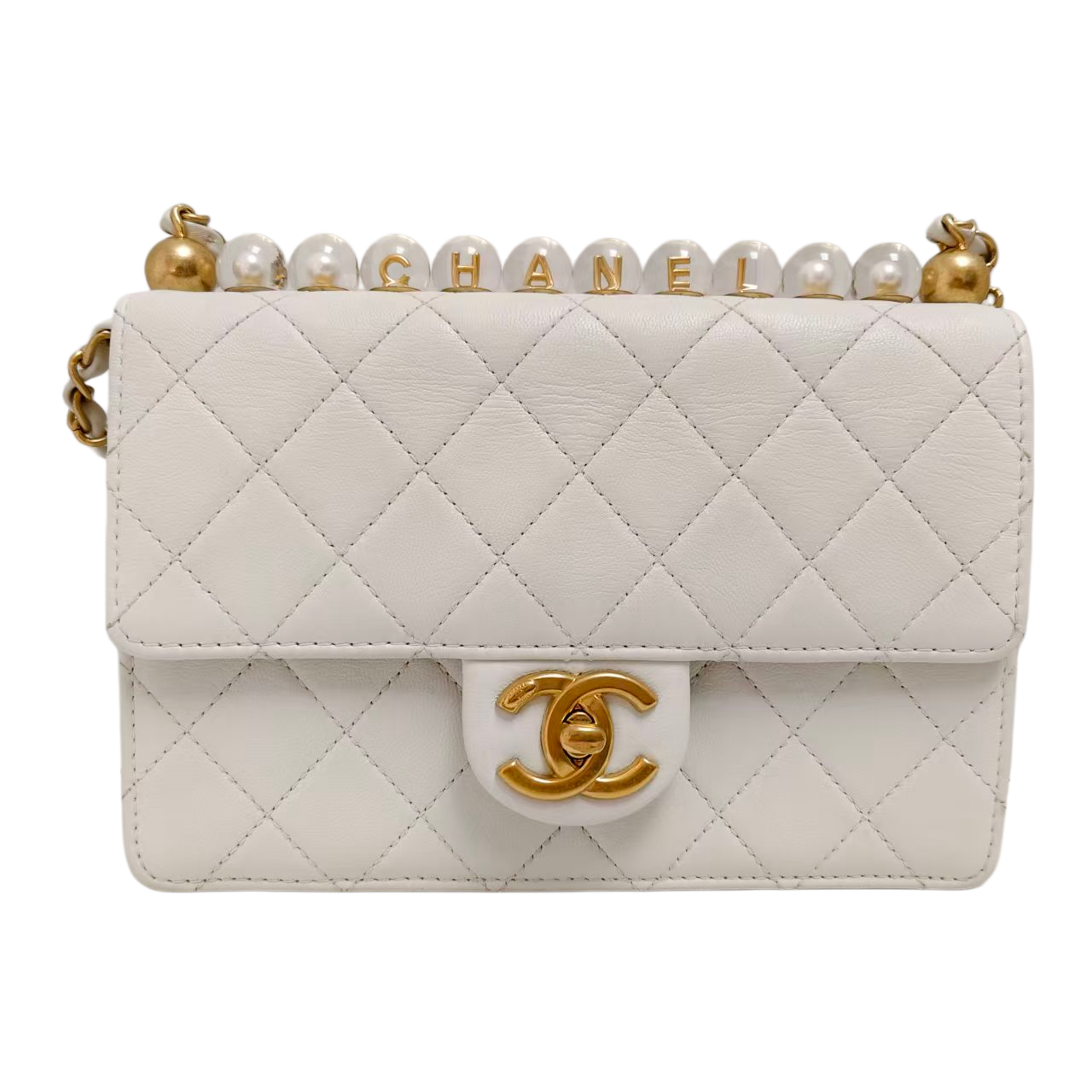 CHANEL Classic Flap Mini in White Leather