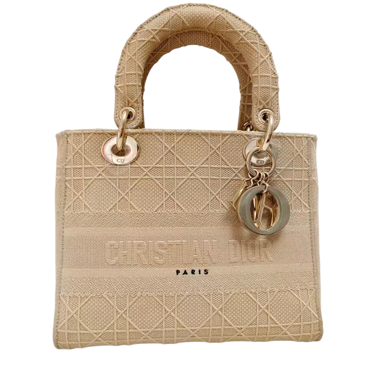 DIOR Lady Dior in Beige Embroidered Canvas