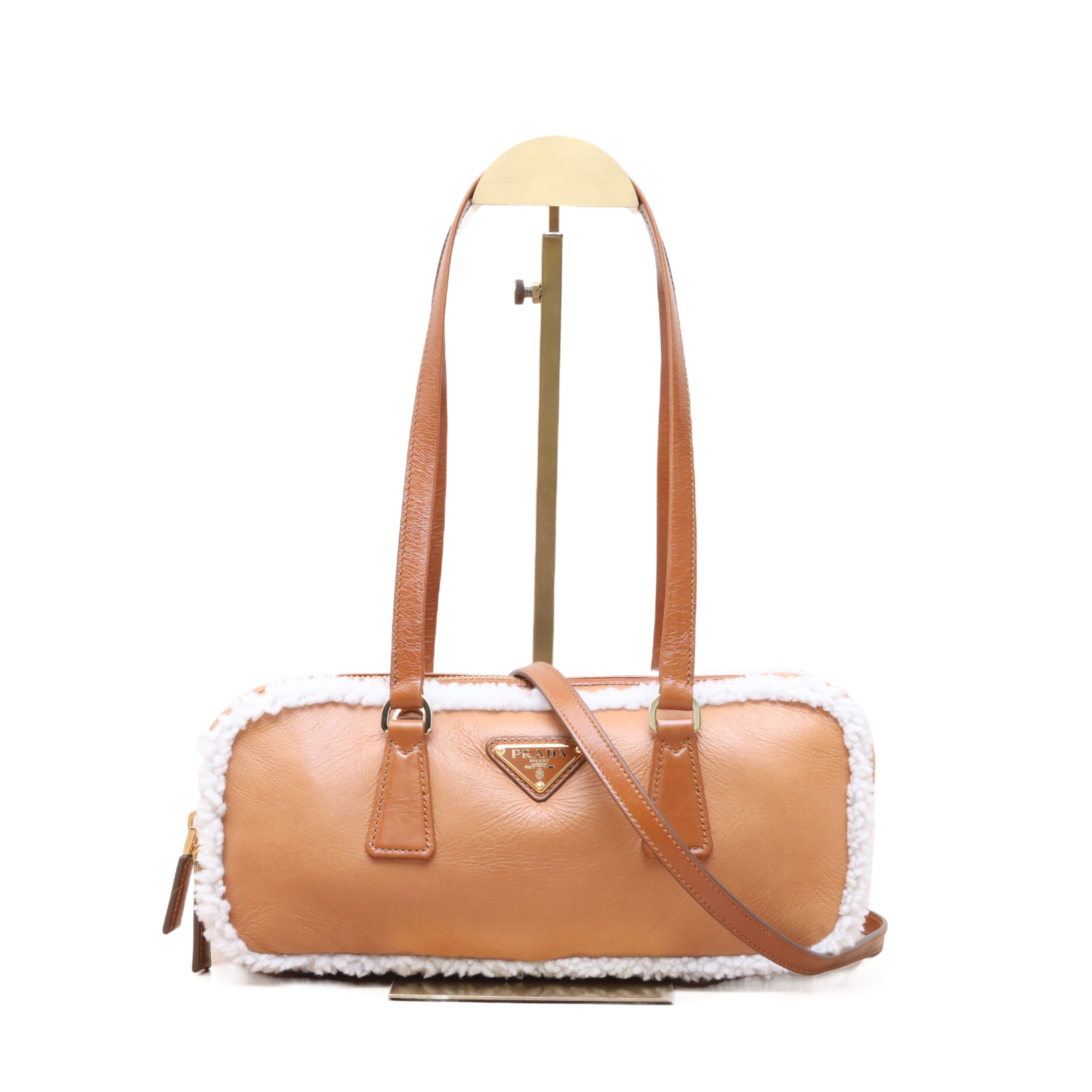 PRADA Bowling Bag in Leather and Shearling