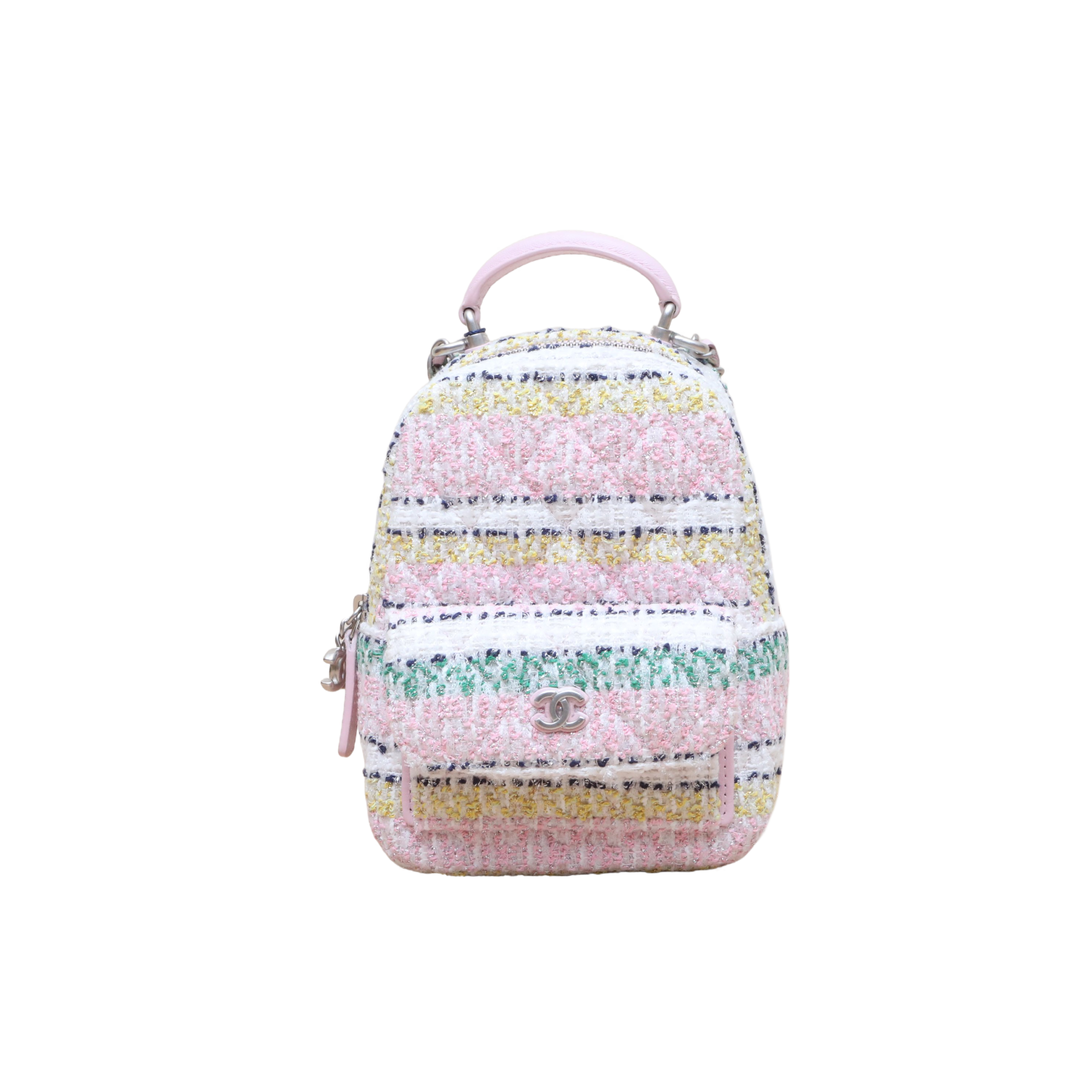 CHANEL Top Handle Backpack in Tweed