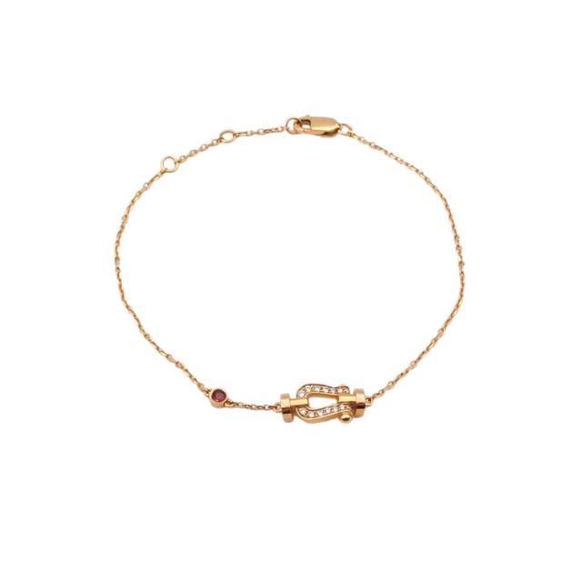 FRED Force 10 Half Pavé Diamond Bracelet 18K Pink Gold