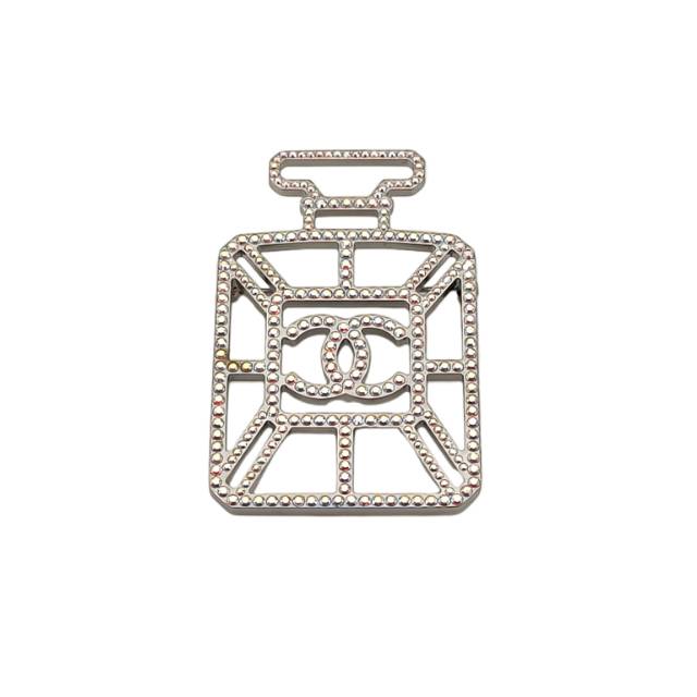 CHANEL Crystal Perfume Bottle Brooch Alloy