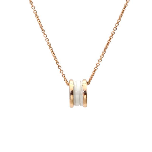 BVLGARI B.ZERO1 Three-Coil Necklace 18K Pink Gold with White Ceramic