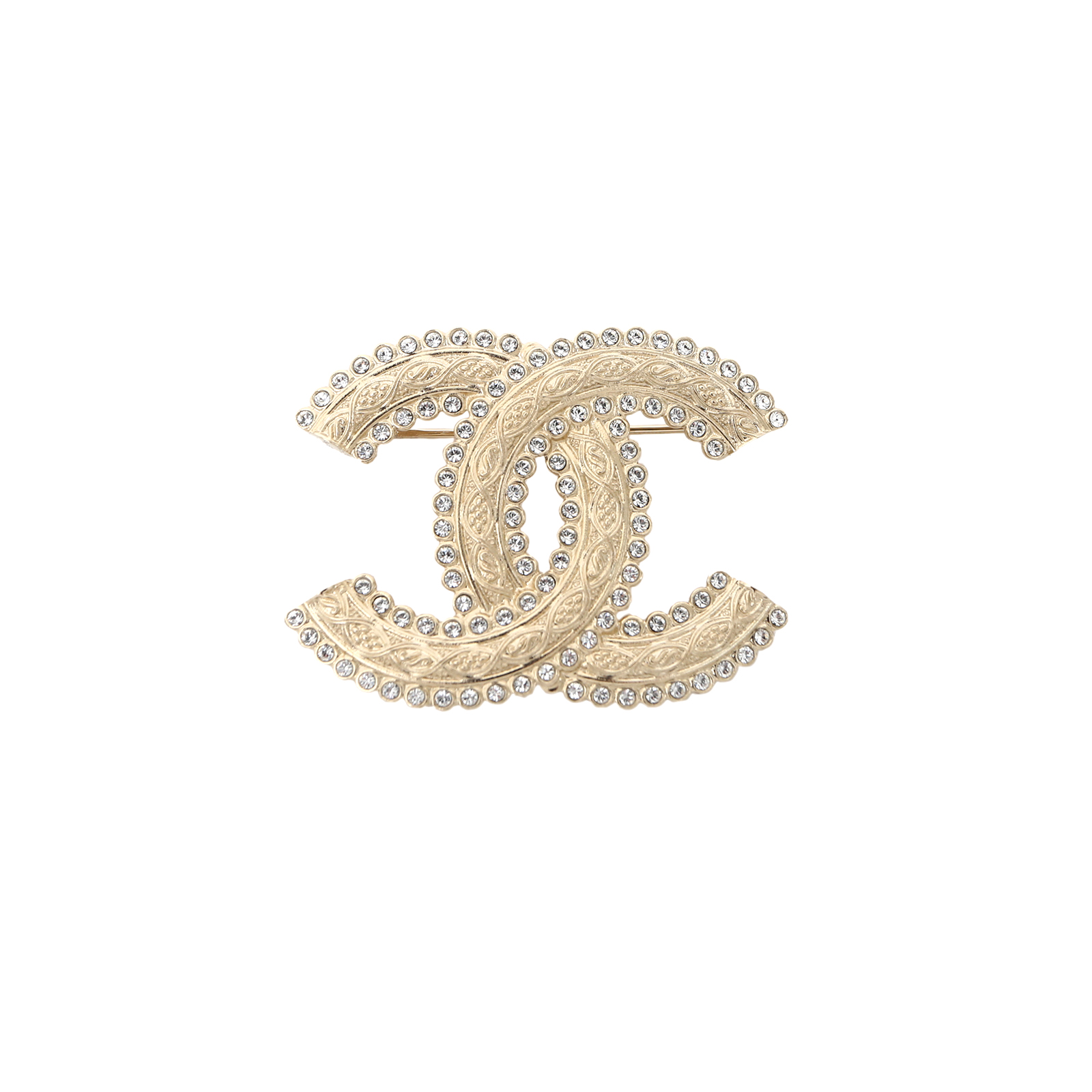 CHANEL 22K Interwoven CC Brooch Alloy with Crystal