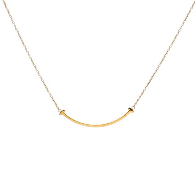 TIFFANY & CO. T Smile Pendant Necklace Small 18K Yellow Gold