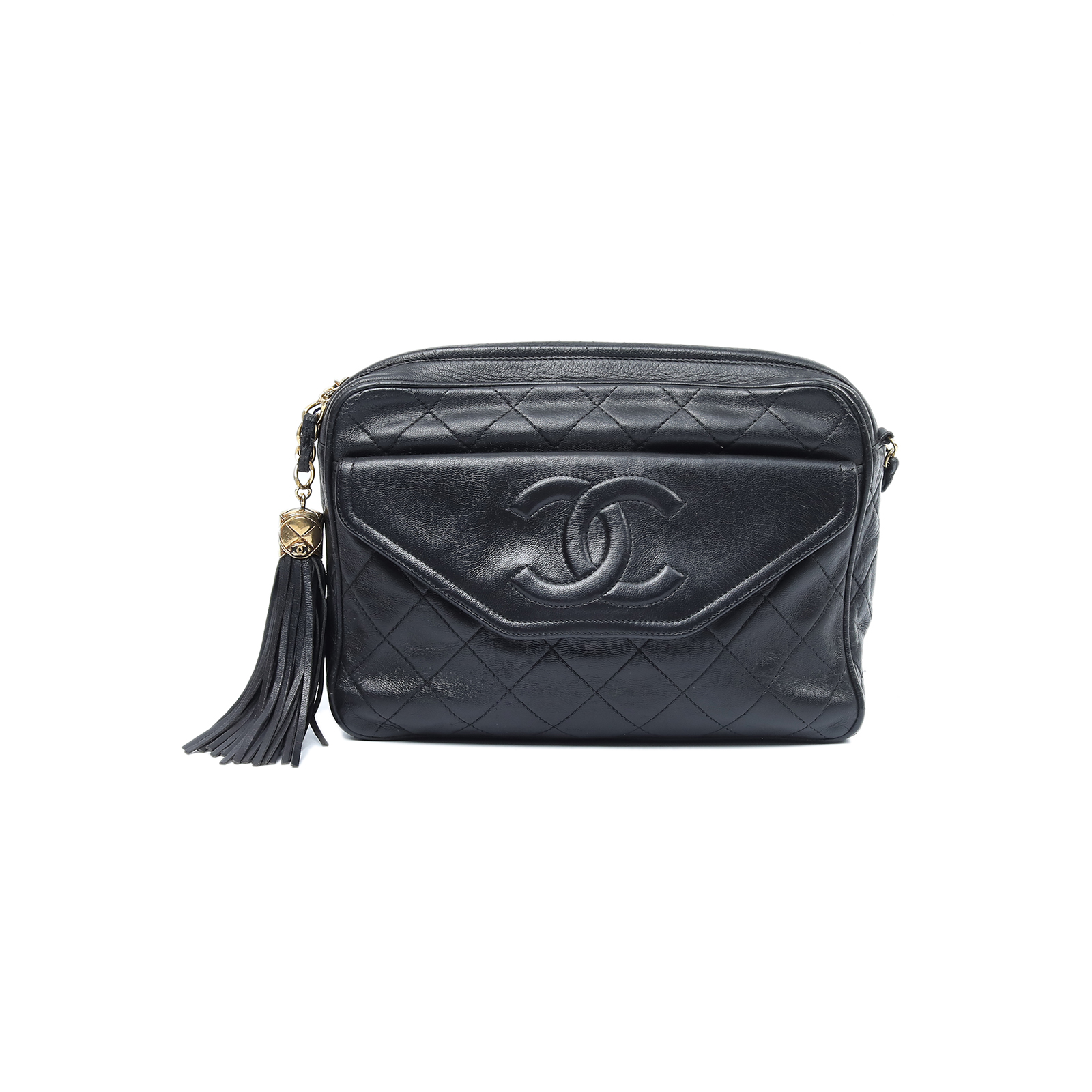 CHANEL Camera Bag Black Leather