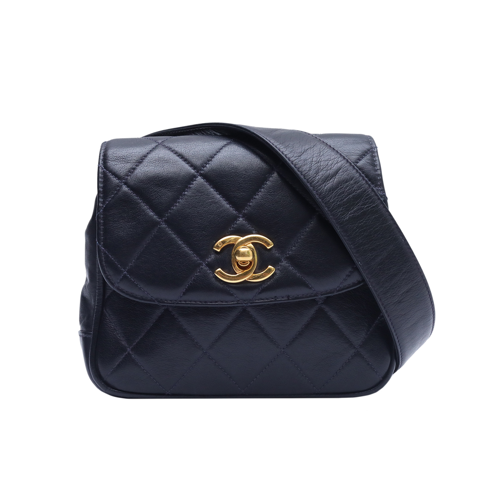 CHANEL Waist Bag Black Leather