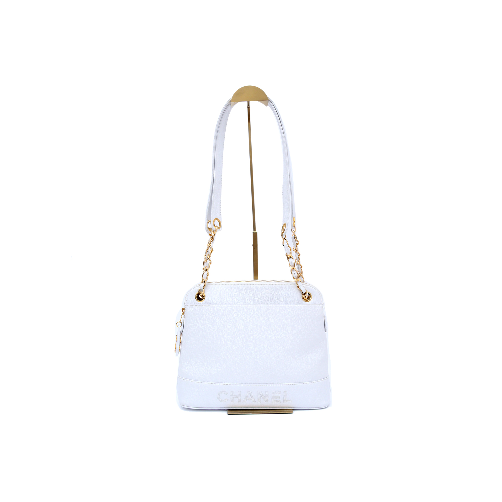 CHANEL Vintage Shoulder Bag White Leather