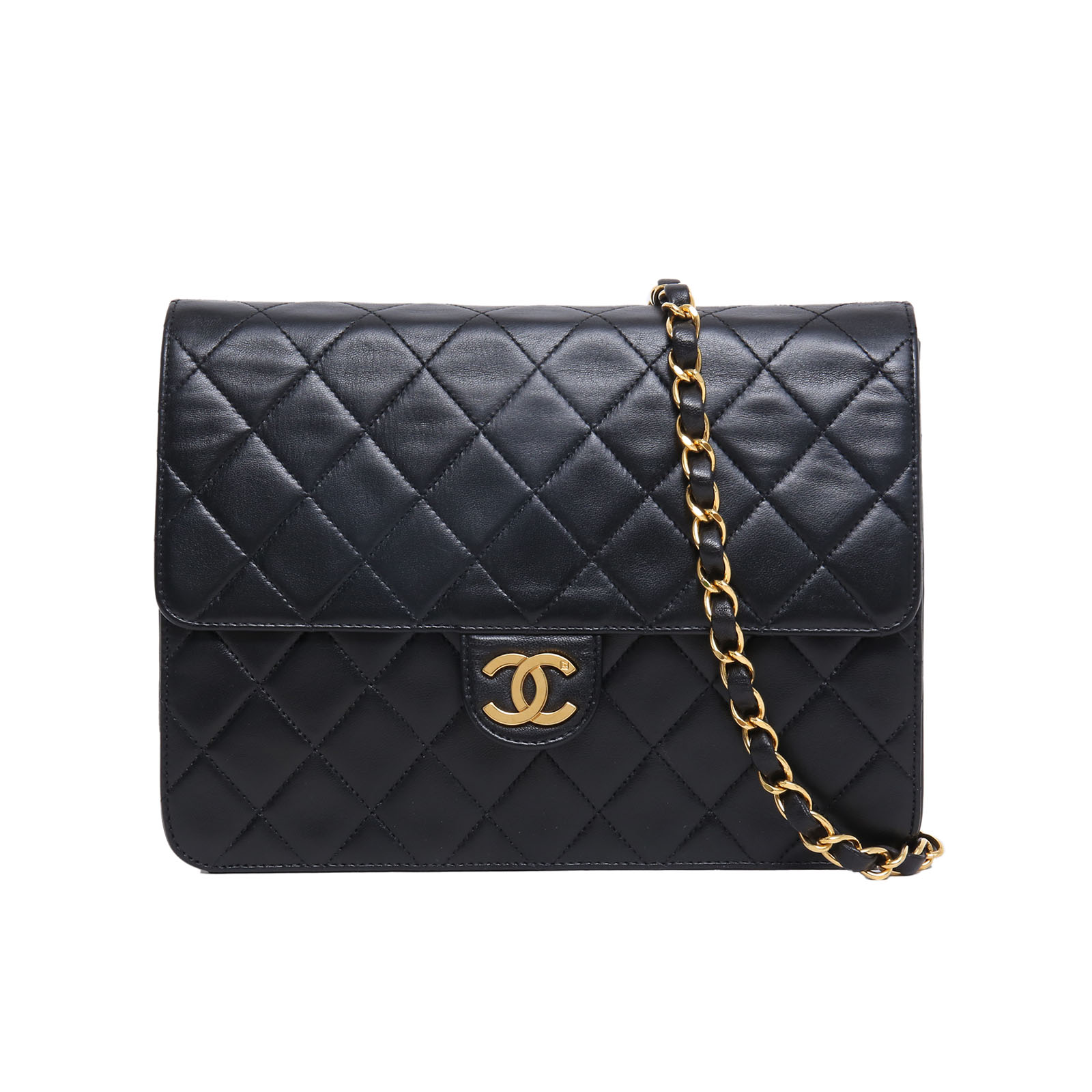 CHANEL Vintage Envelope Bag Black Leather