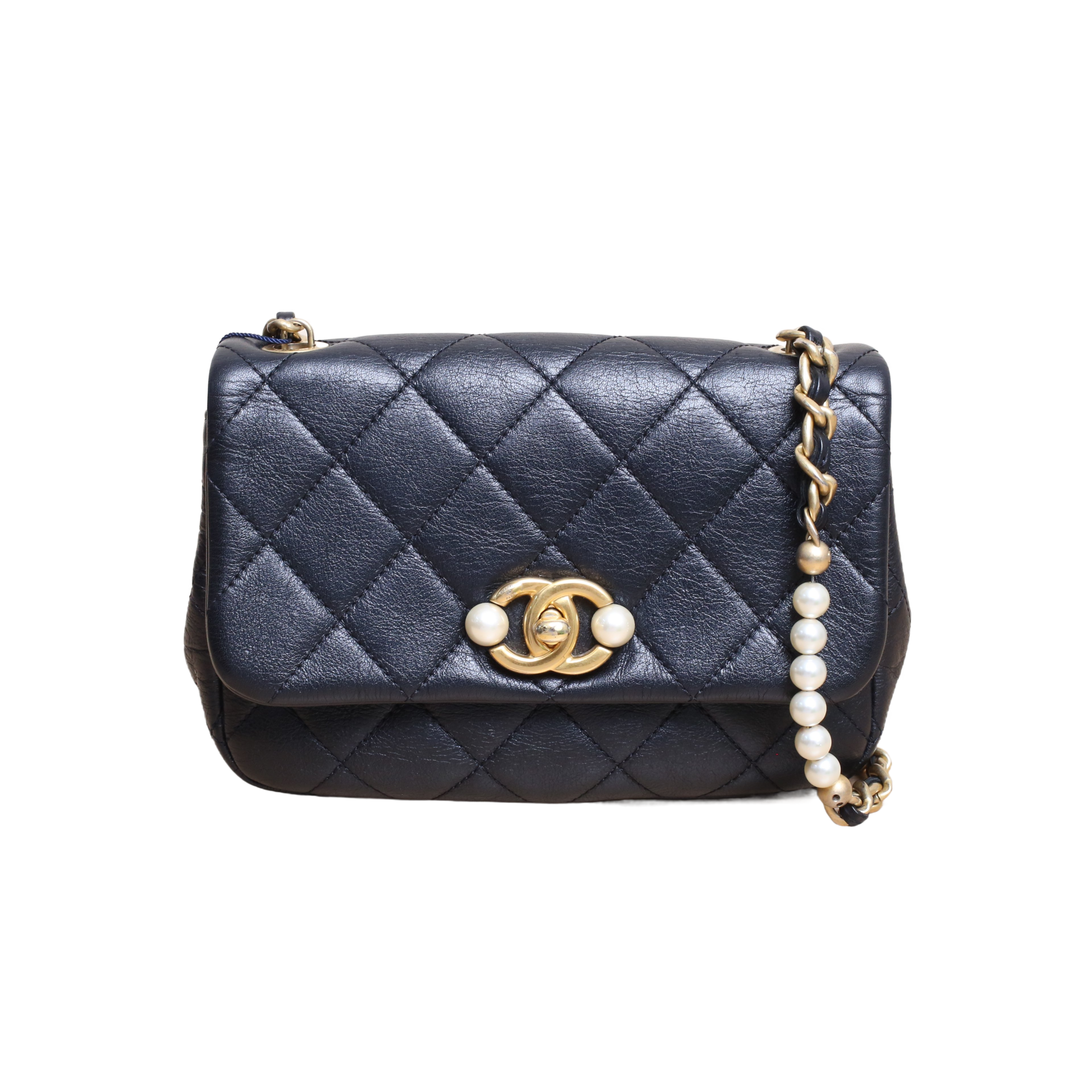 CHANEL Flap Bag with Pearl Chain Mini 19cm