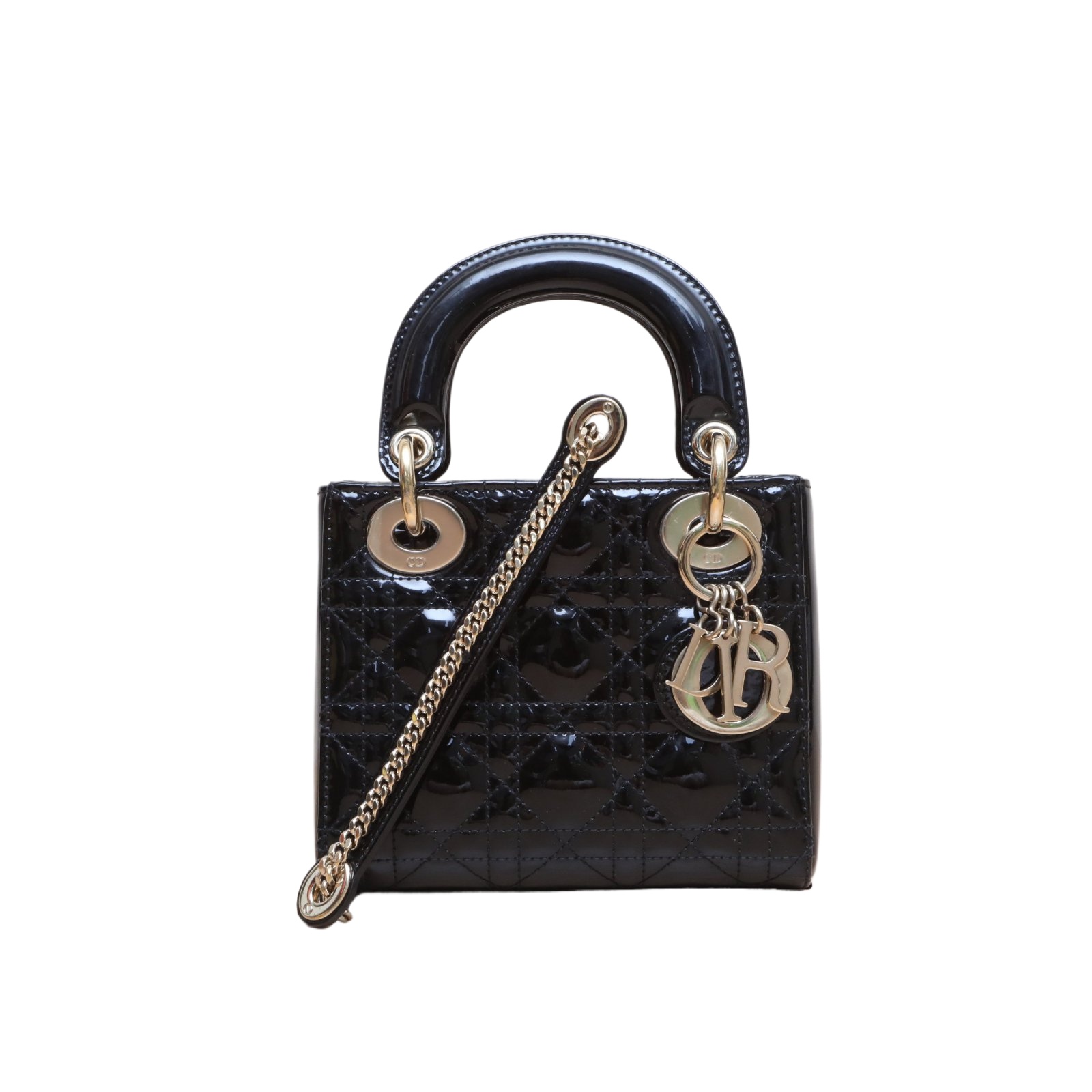DIOR Lady Dior Patent Leather Handbag