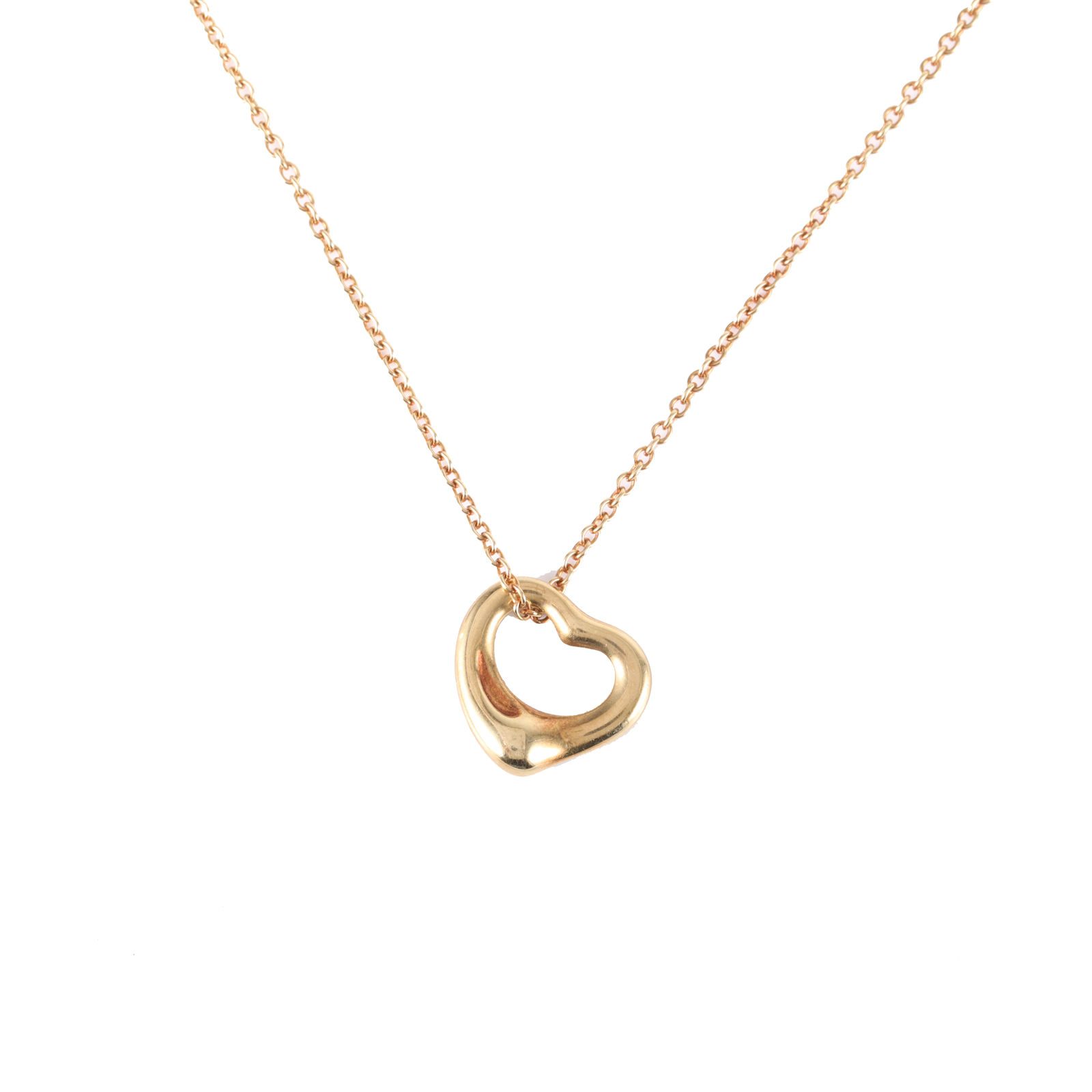 TIFFANY & CO. Open Heart Necklace 18K Yellow Gold Small Size