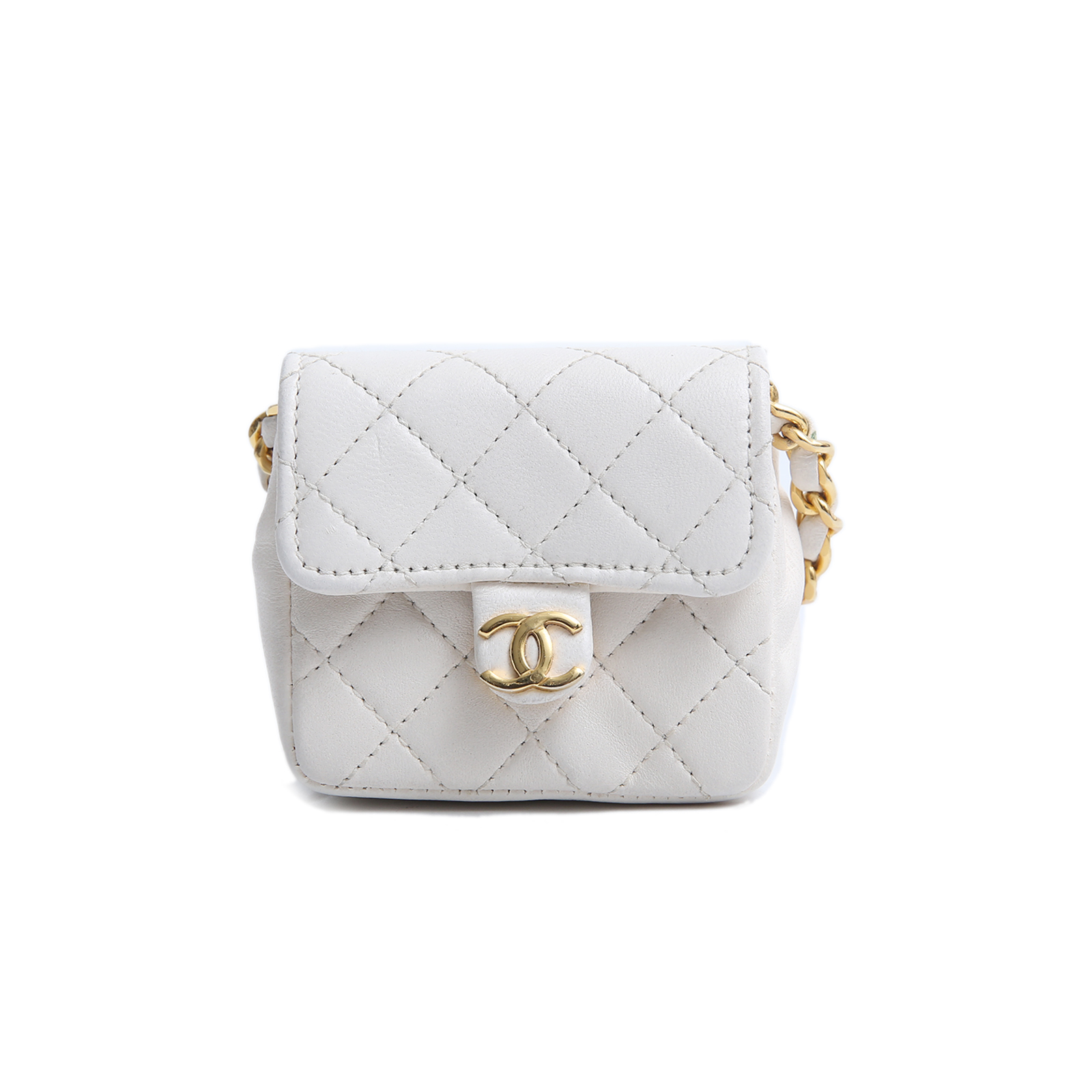 CHANEL Vintage Lipstick Waist Bag White Leather