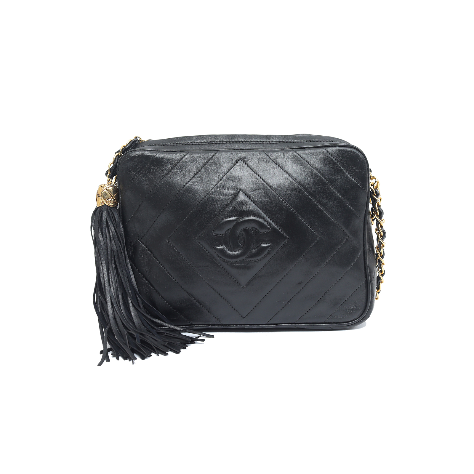 CHANEL Vintage Camera Bag Black Leather