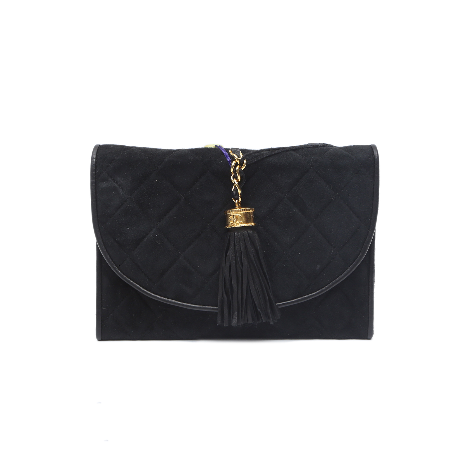 CHANEL Vintage Clutch Bag Black Suede