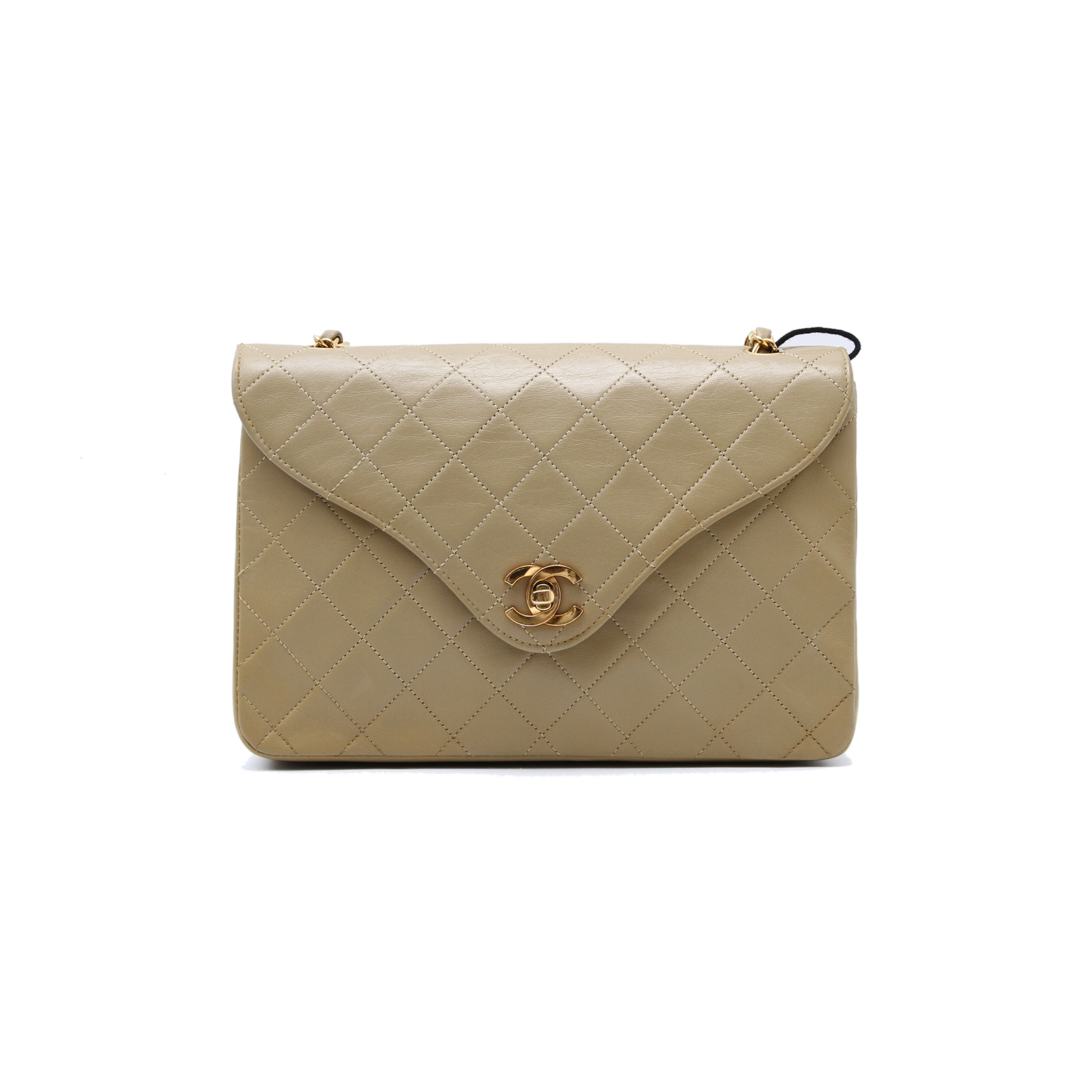 CHANEL Vintage Shoulder Bag Beige Leather