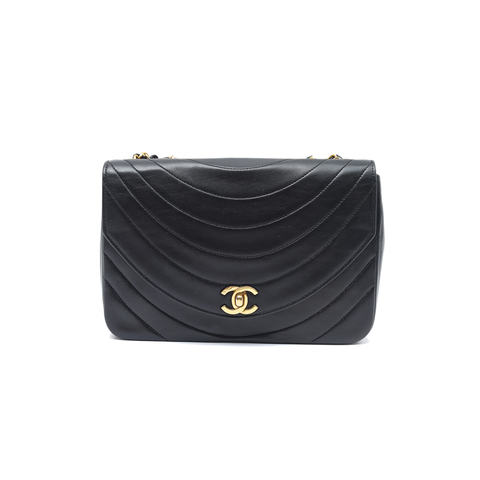 CHANEL Vintage Shoulder Bag Black Leather