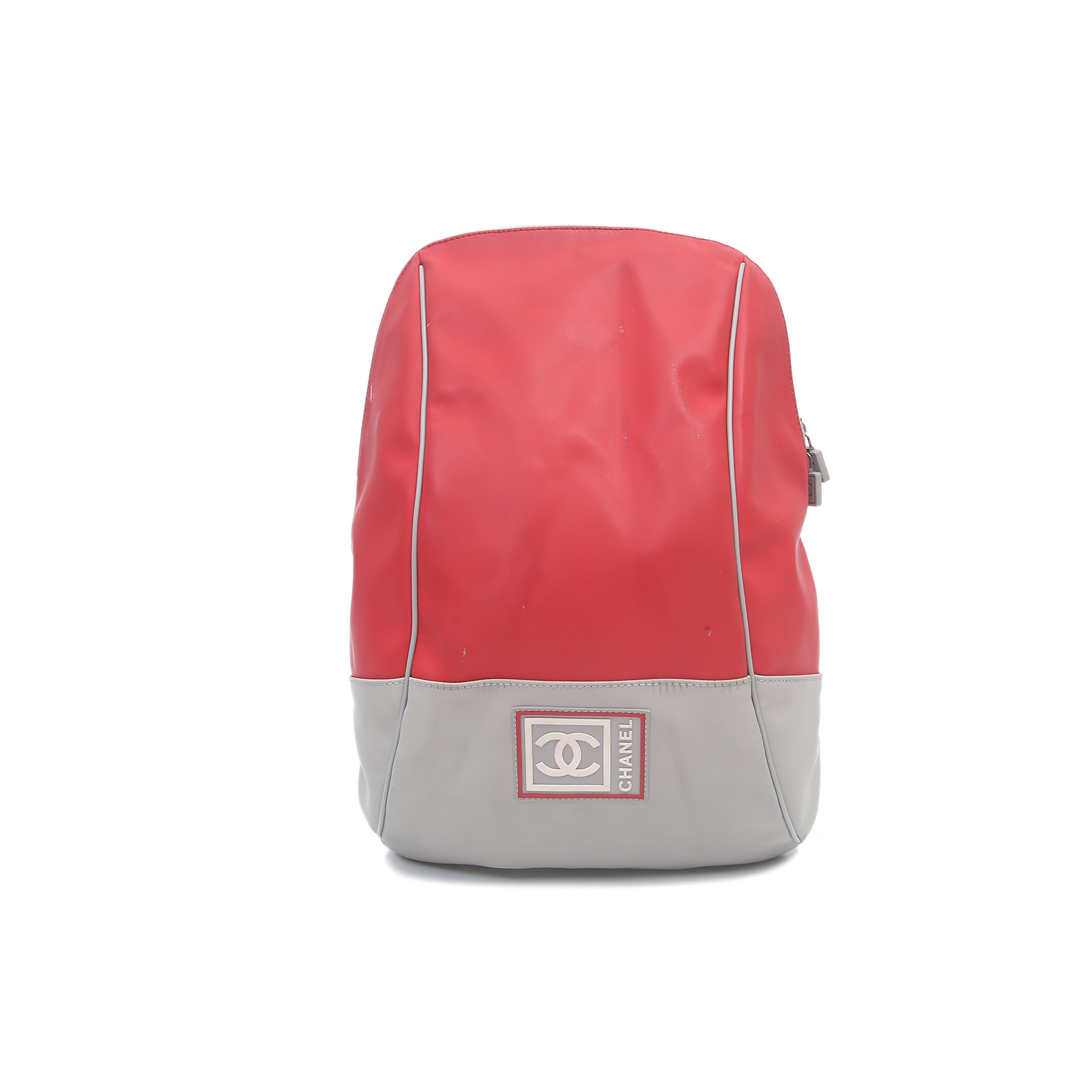 CHANEL Vintage Backpack Red and Grey Leather