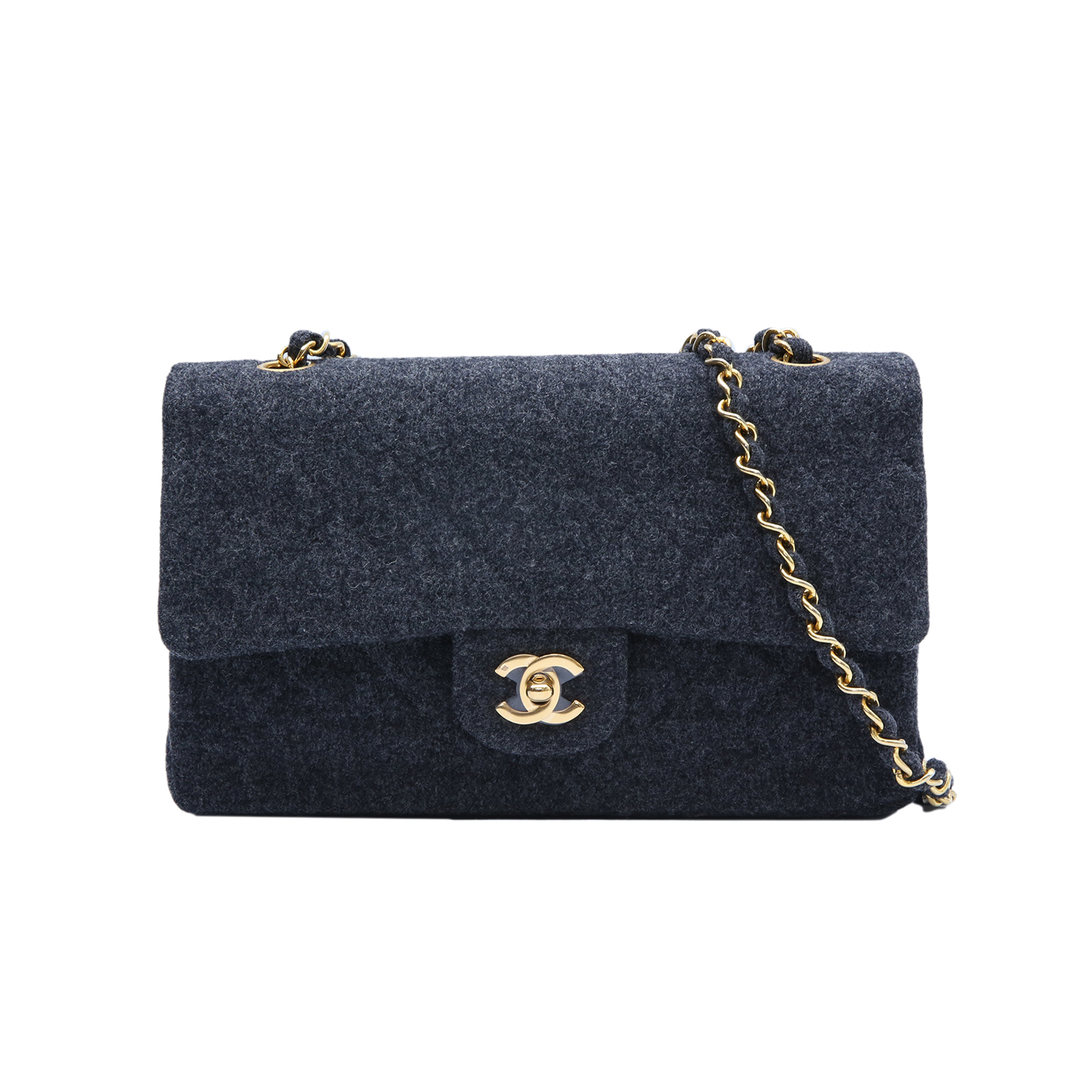 CHANEL Vintage Flap Bag Grey Wool