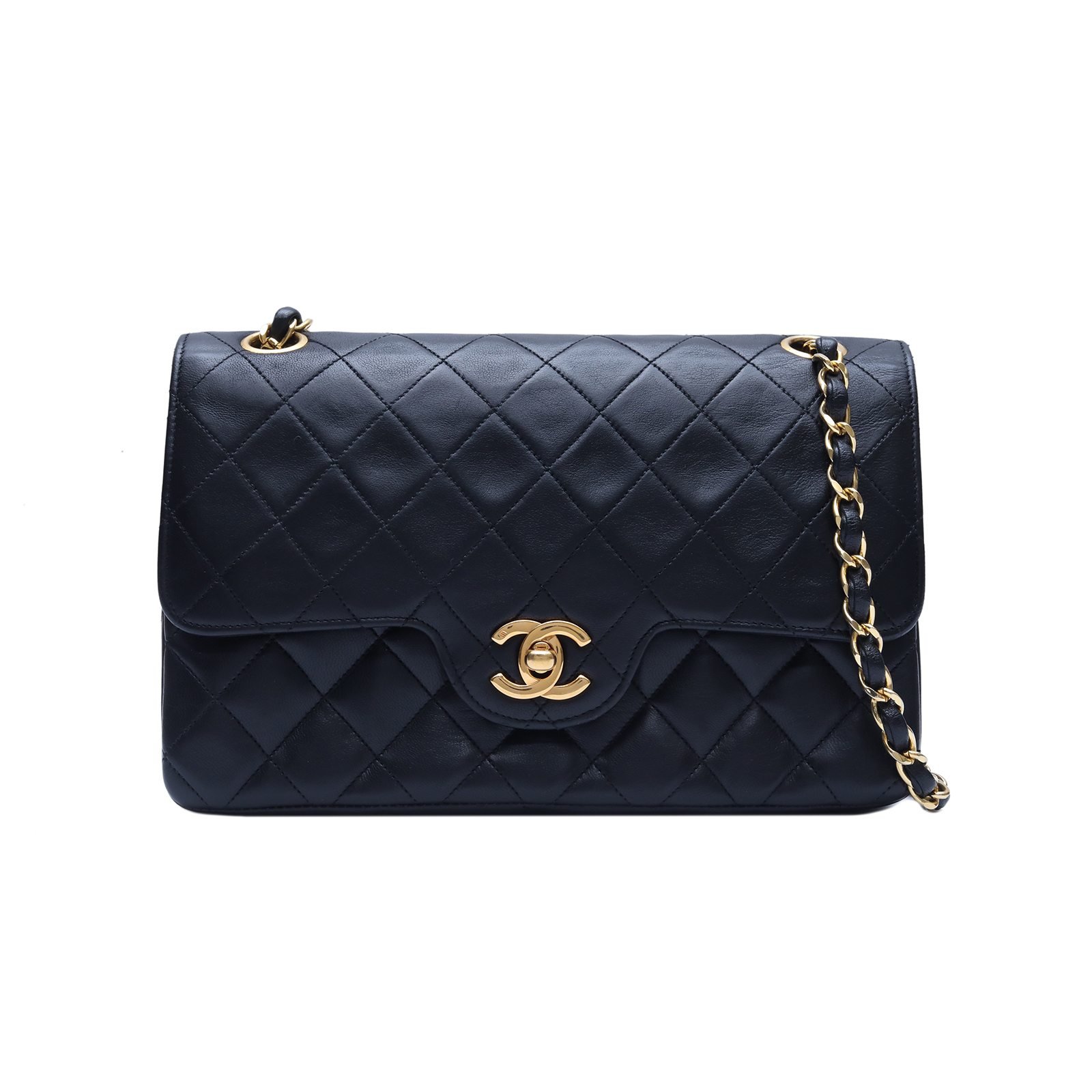 CHANEL Vintage Single Flap Bag Black Leather