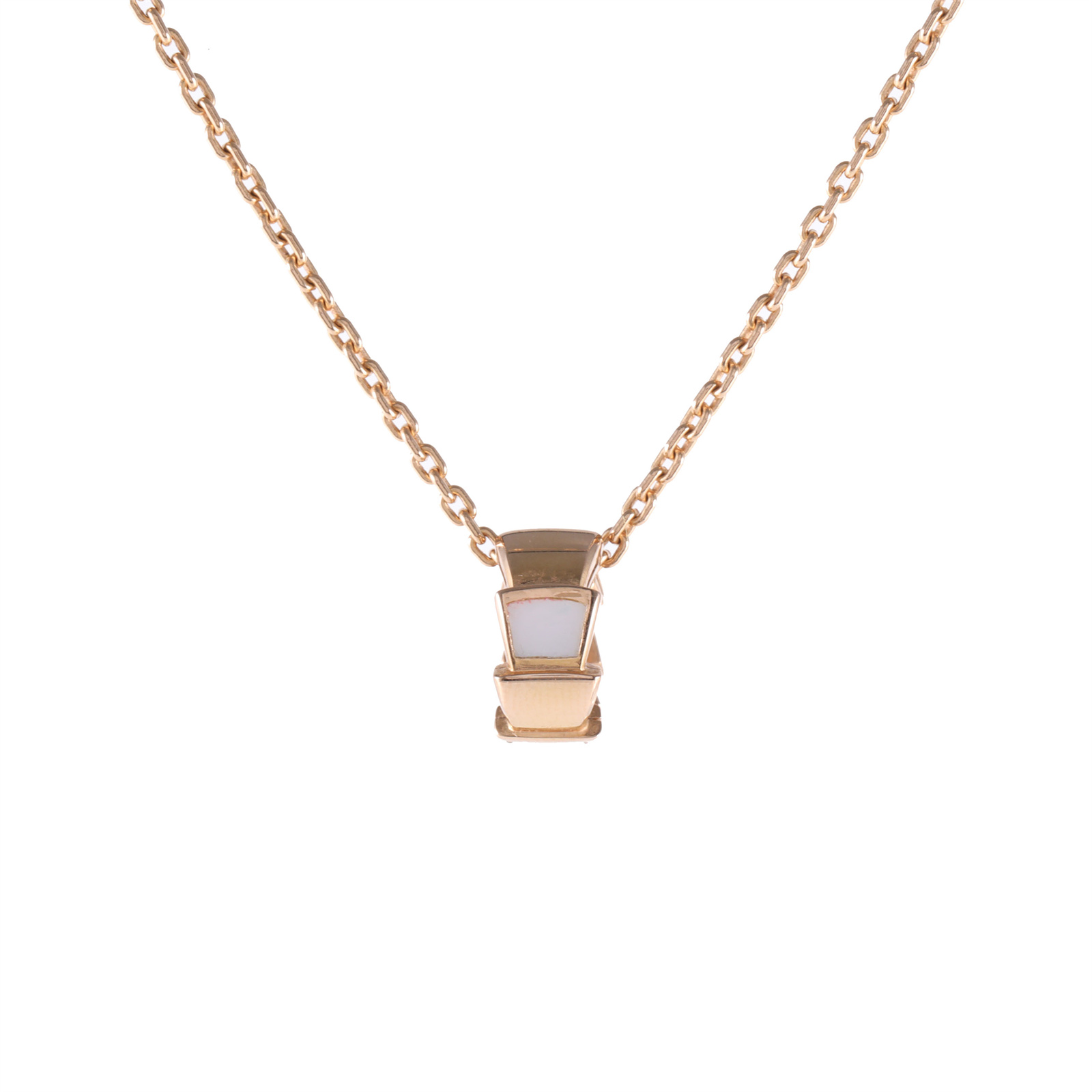 BVLGARI Serpenti Viper Necklace 18K Rose Gold with White Mother-of-Pearl