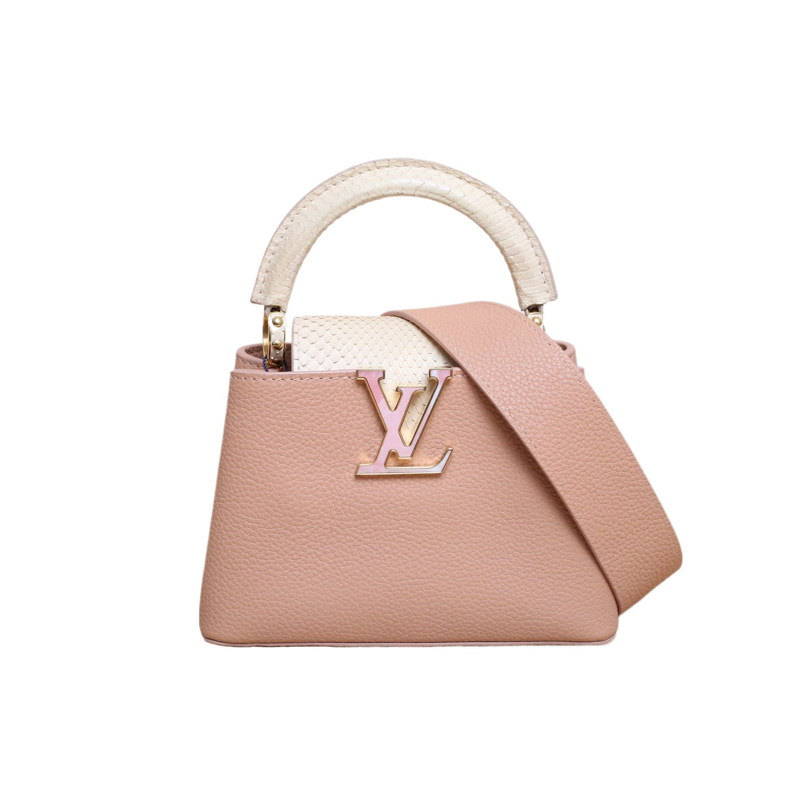 LOUIS VUITTON Capucines Mini Bag Pink Leather