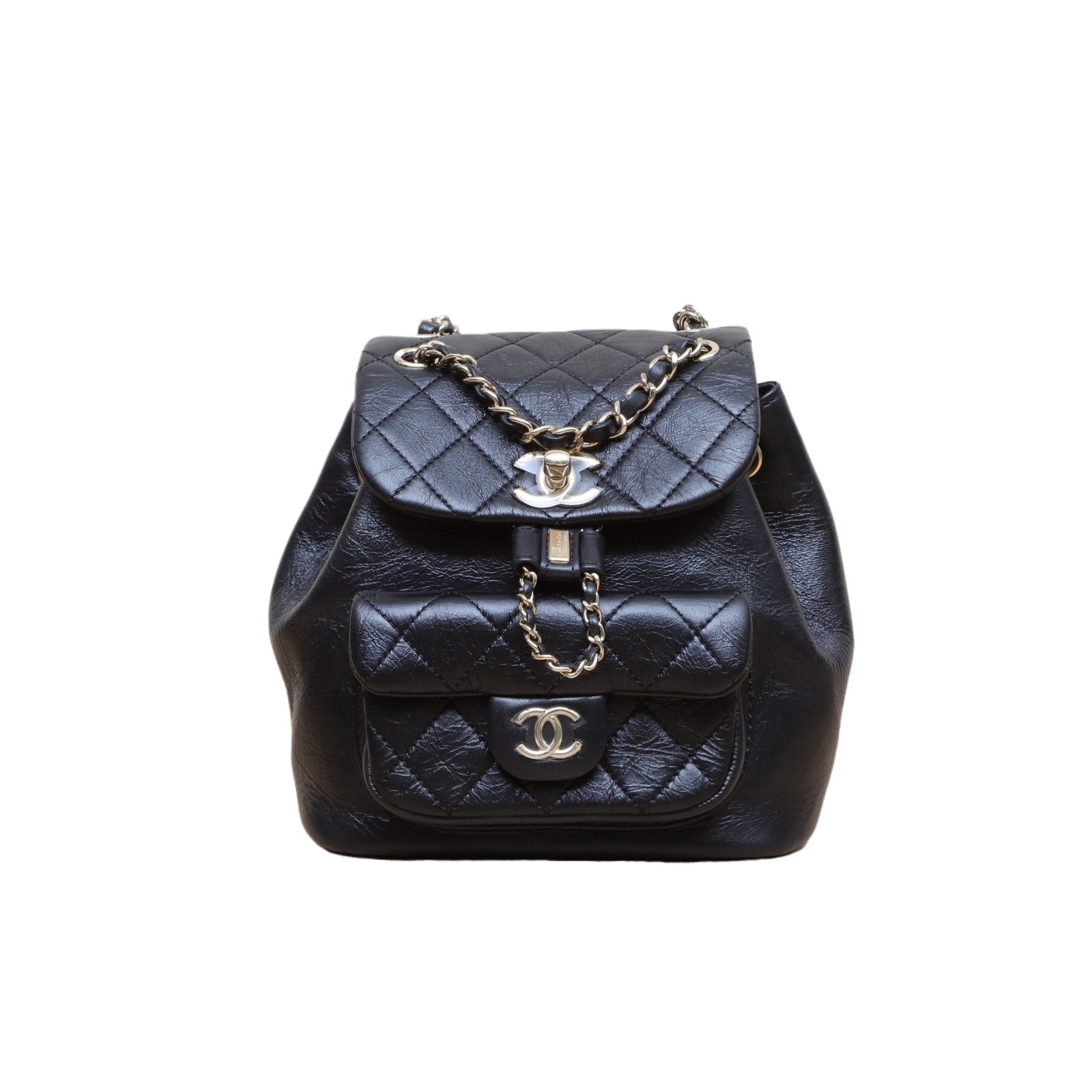 CHANEL Duma Backpack 18cm Black Leather