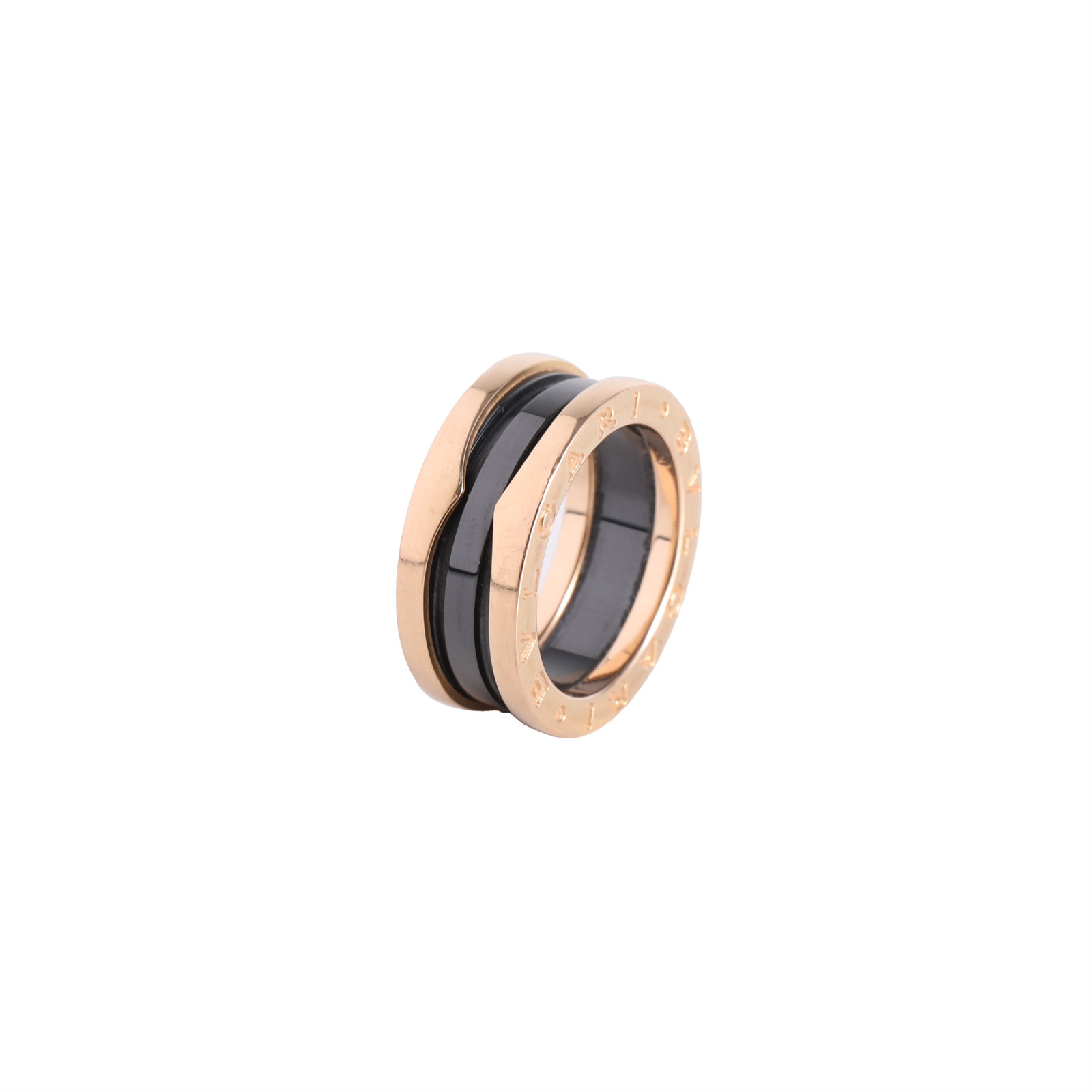 BVLGARI B.ZERO1 Three-Band Ring 18K Rose Gold with Black Ceramic Size 50