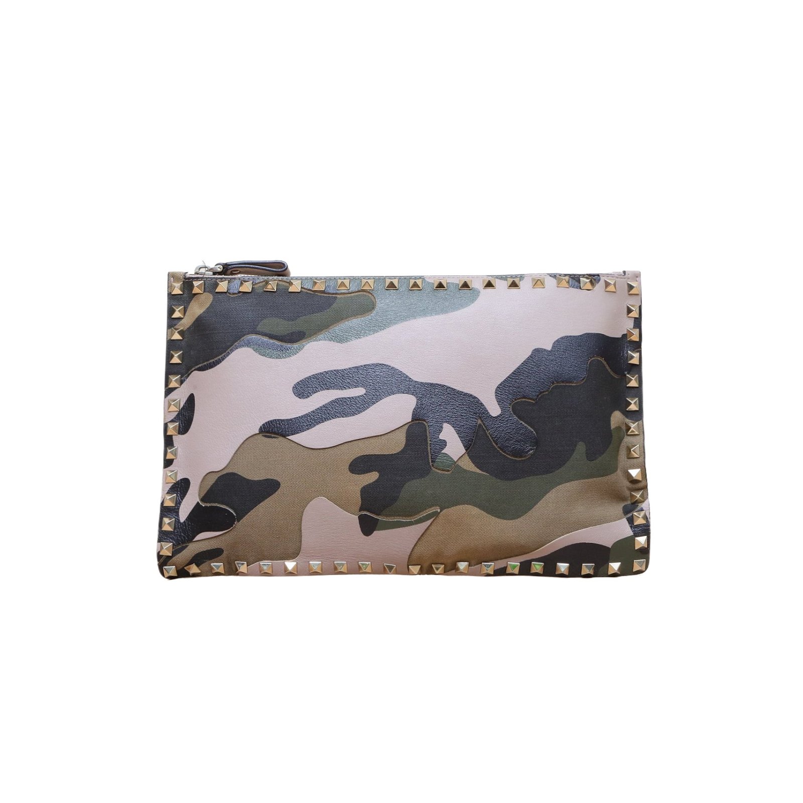 VALENTINO Camouflage Clutch Bag Multicolor Leather