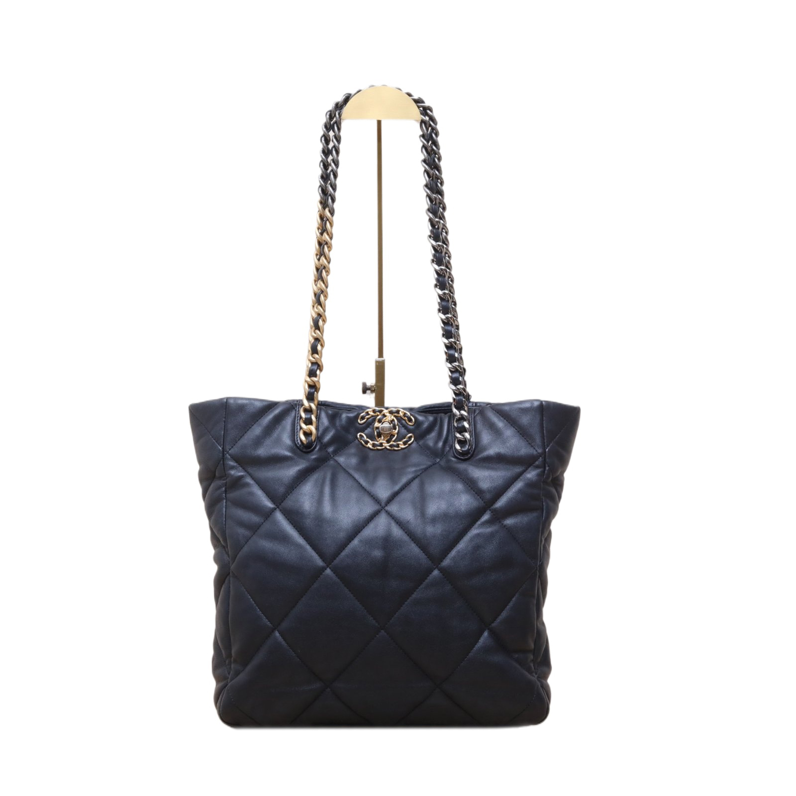 CHANEL 19BAG Tote Bag Black Leather