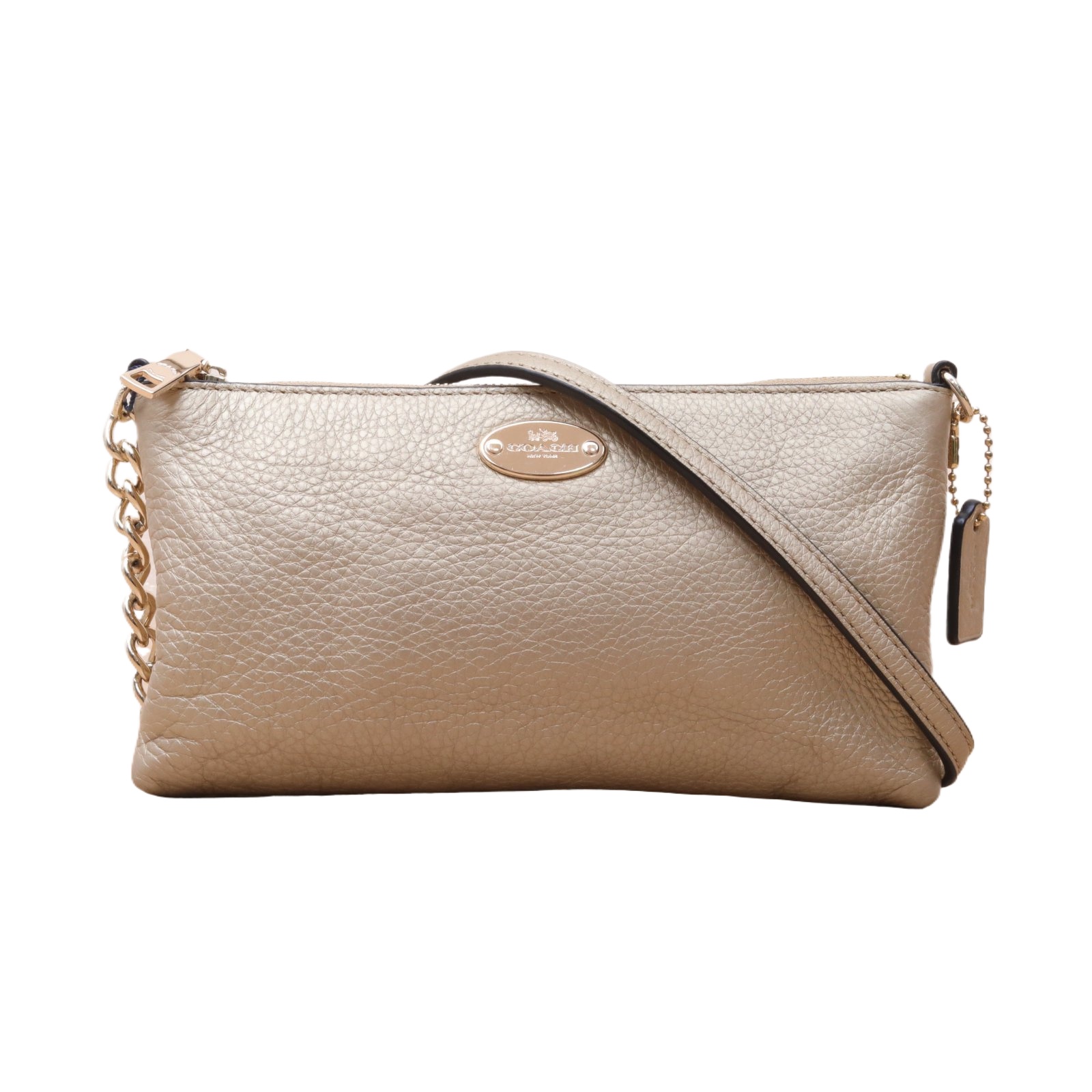 COACH Classic Shoulder Crossbody Bag Gold Leather