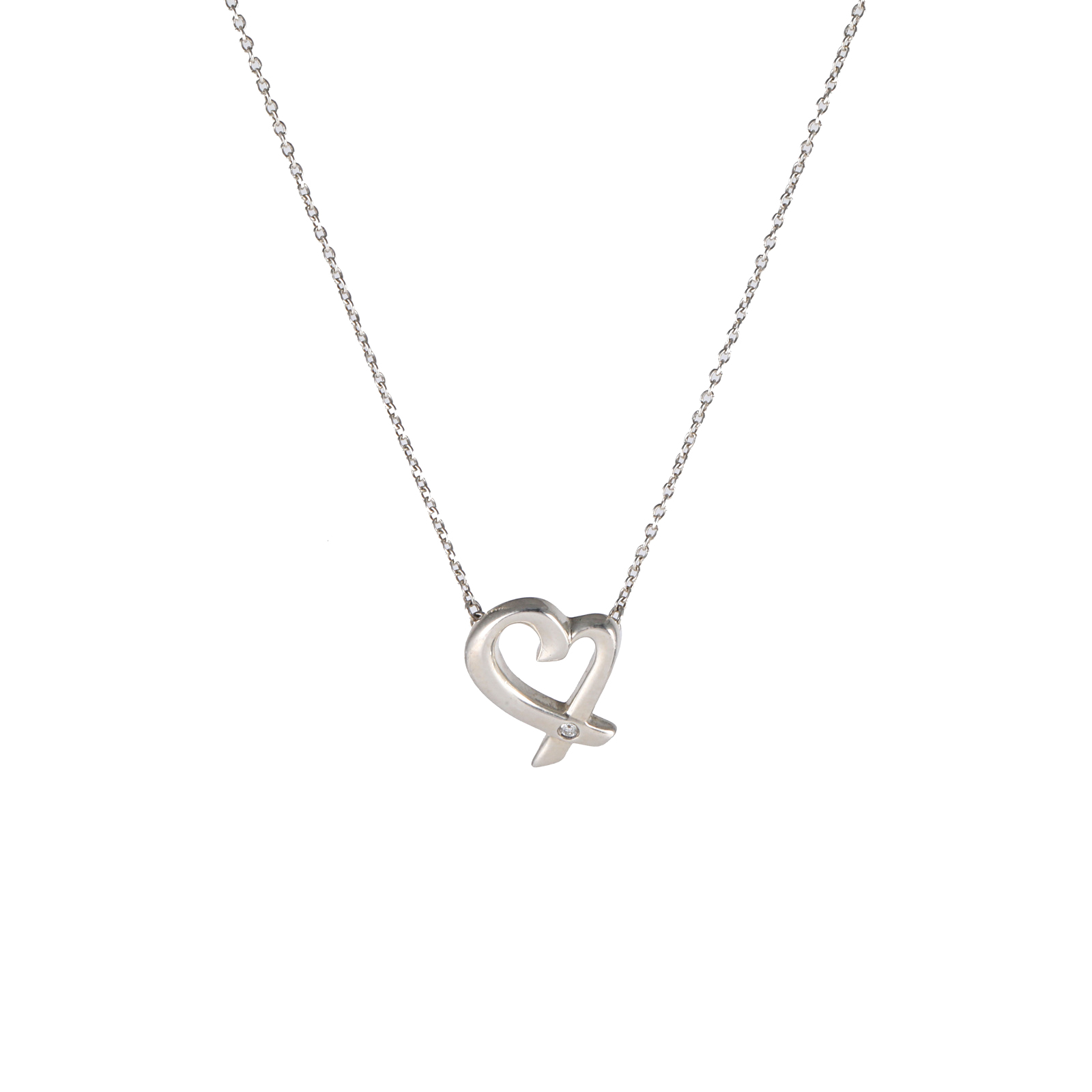 TIFFANY & CO. Paloma Picasso Loving Heart Pendant Necklace AG925 Silver