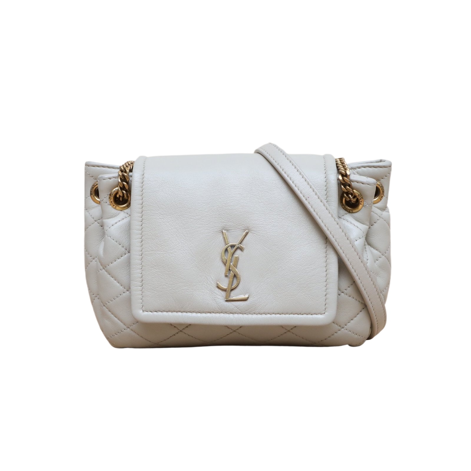 YSL Nolita Mini 18 White Leather