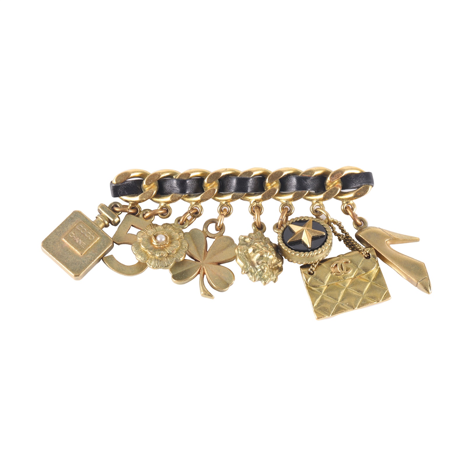 CHANEL Vintage Multi-Element Charm Brooch Gold Tone Alloy