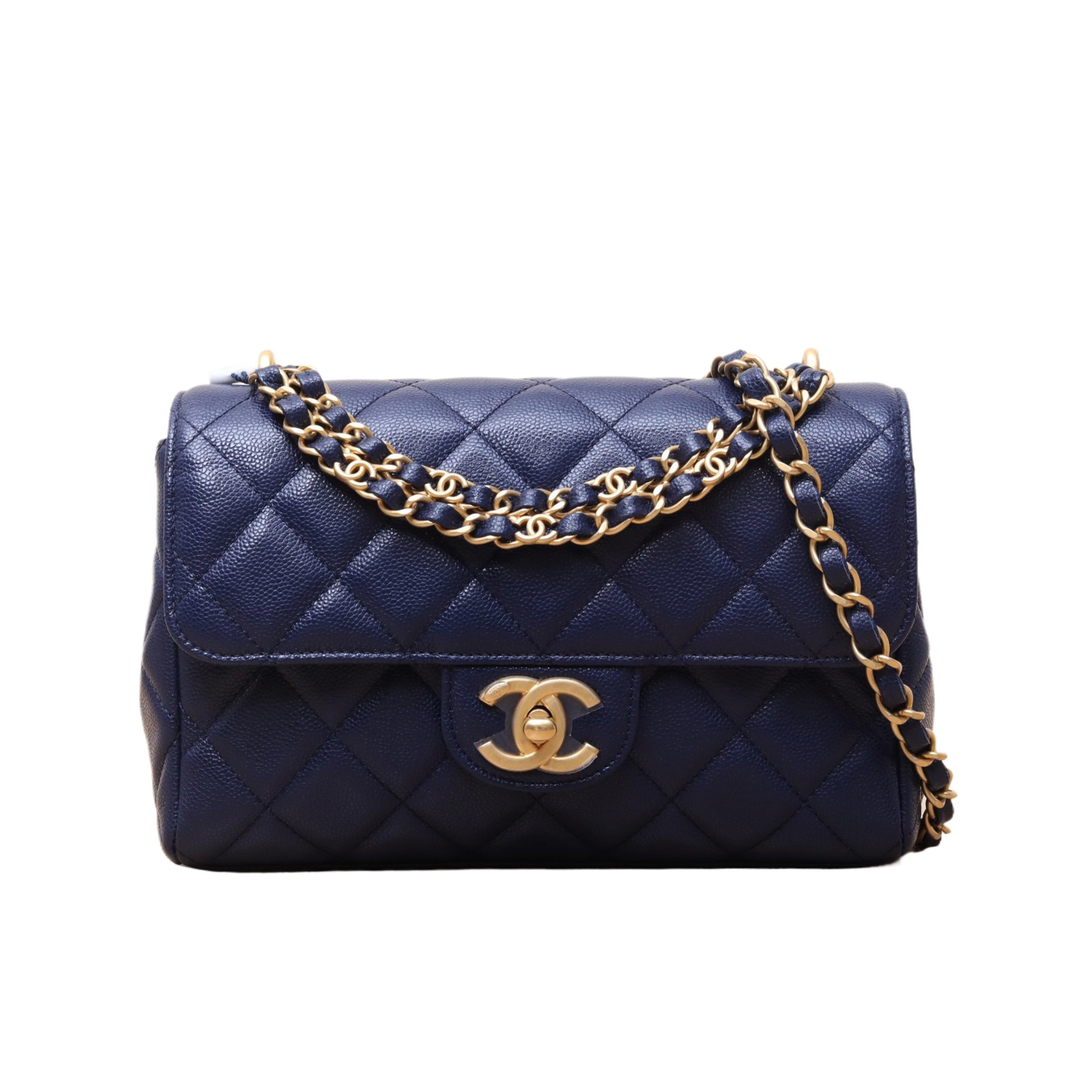 CHANEL CF Flap Bag 25P Blue Caviar Leather