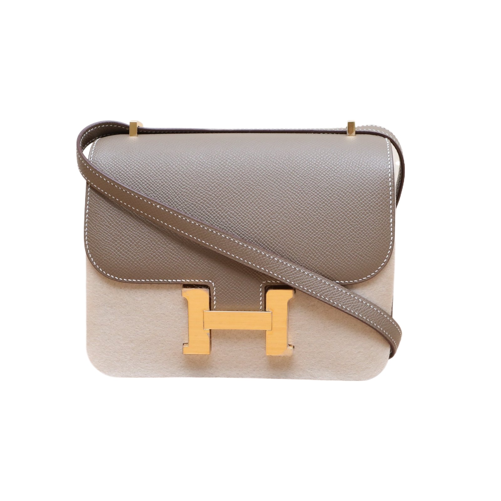 HERMES Constance 19 Bag Grey Epsom Leather