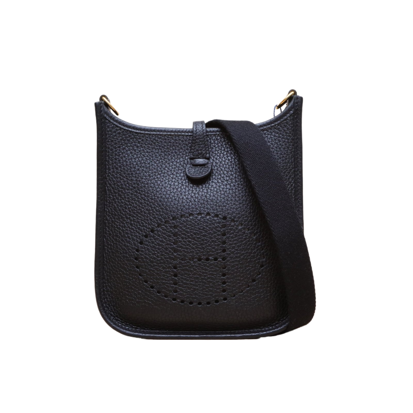 HERMES Evelyne Mini 16 Bag Black Clemence Leather