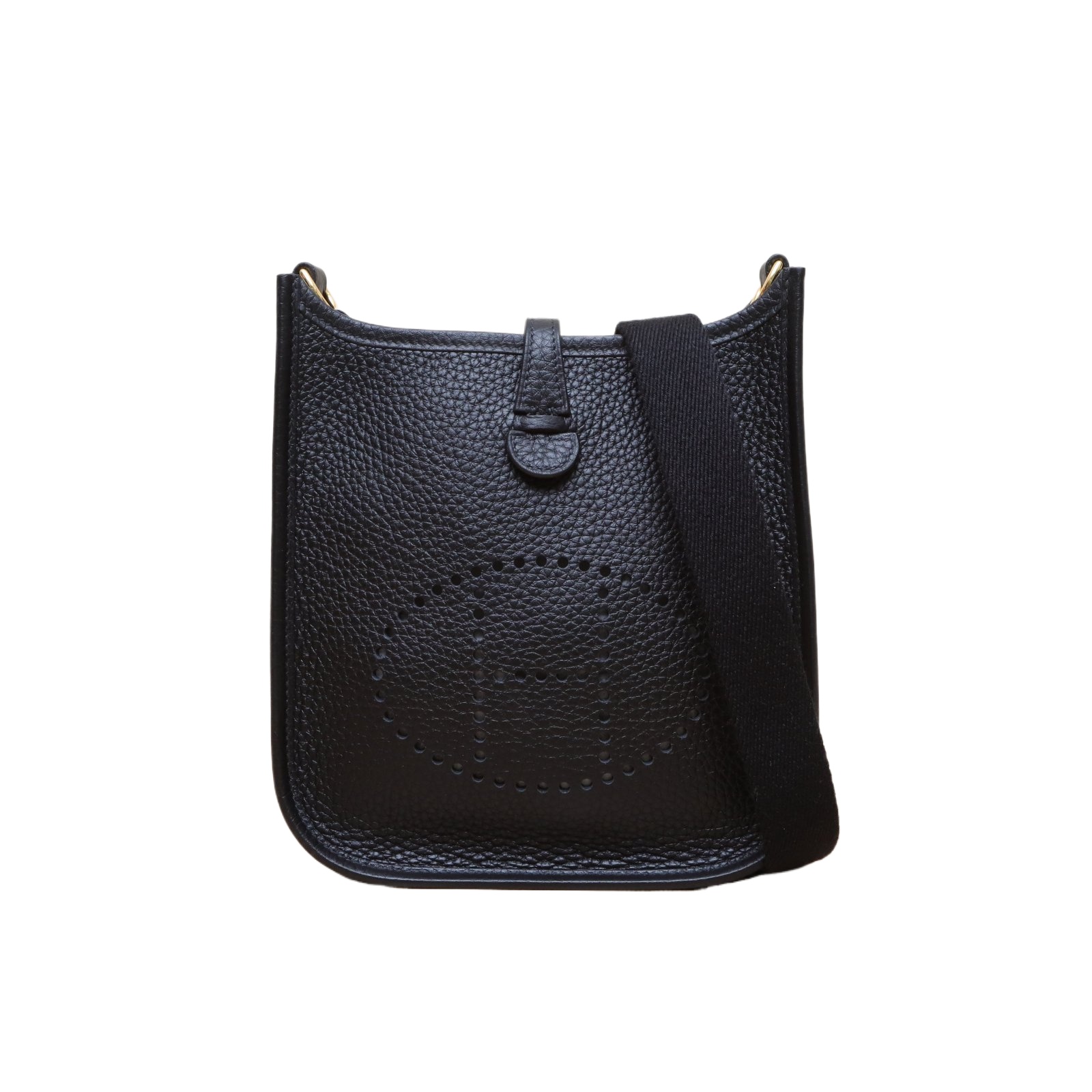 HERMES Evelyne Mini 16 Bag Black Clemence Leather