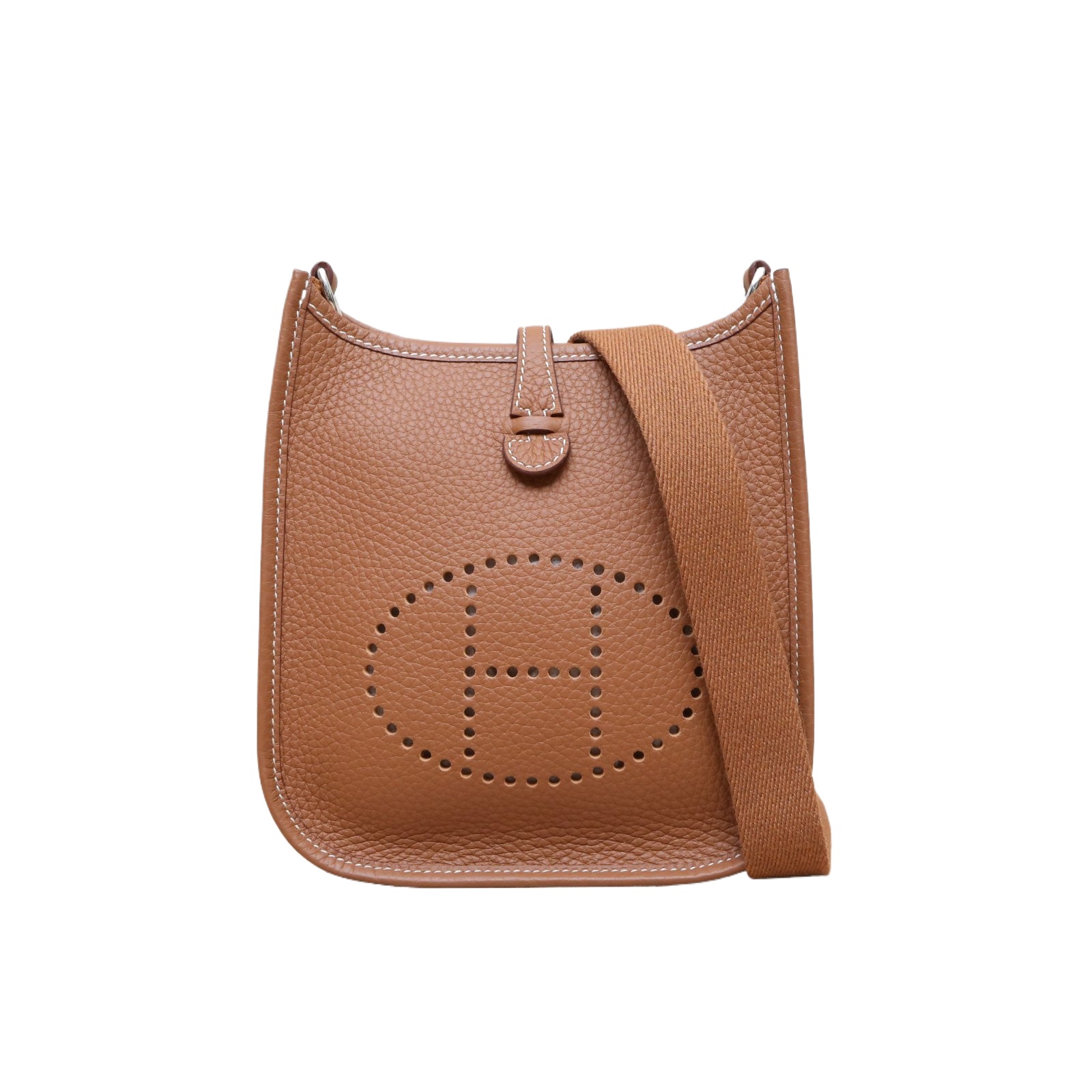 HERMES Evelyne Mini 16 Bag Gold Clemence Leather