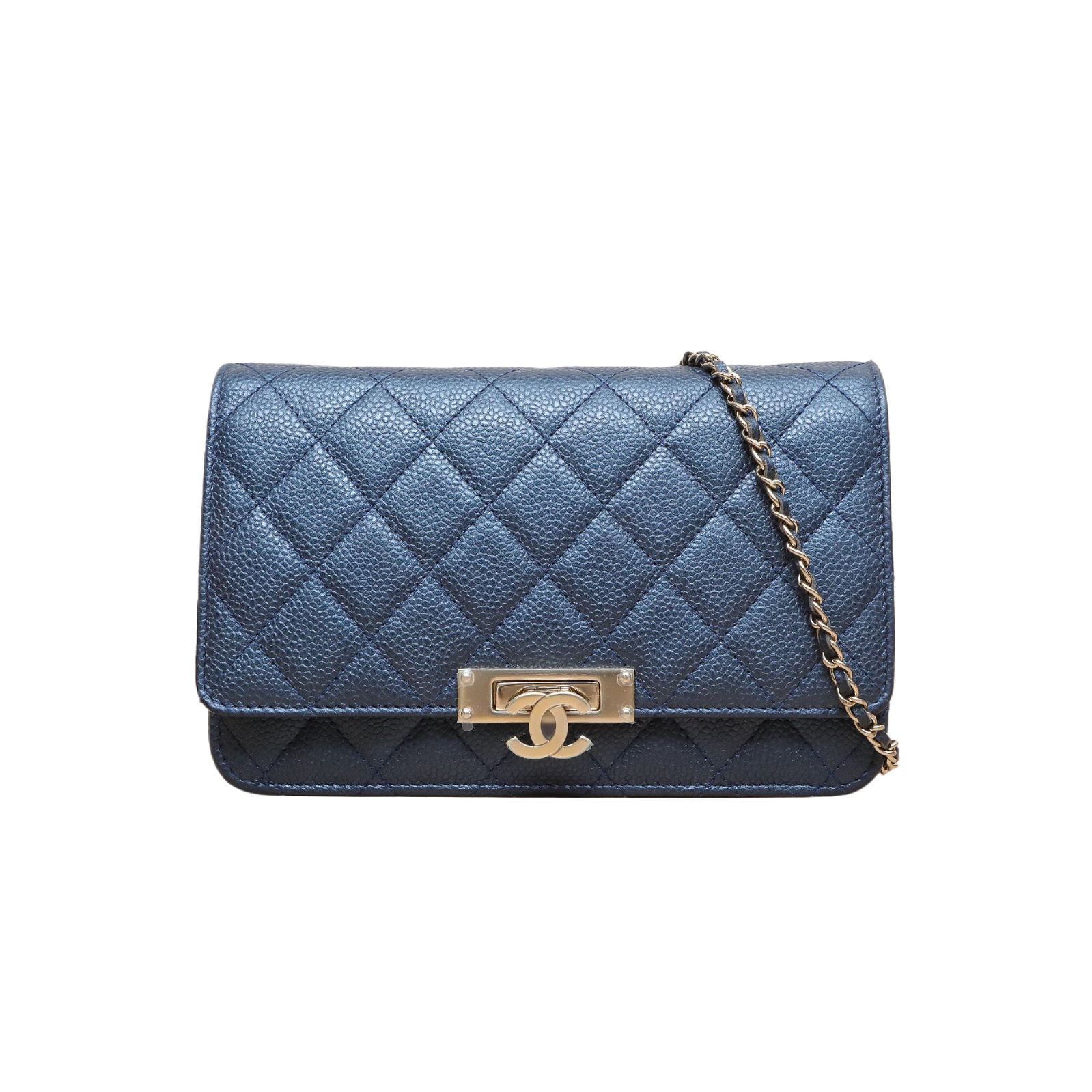 CHANEL WOC Flap Bag Blue Caviar Leather