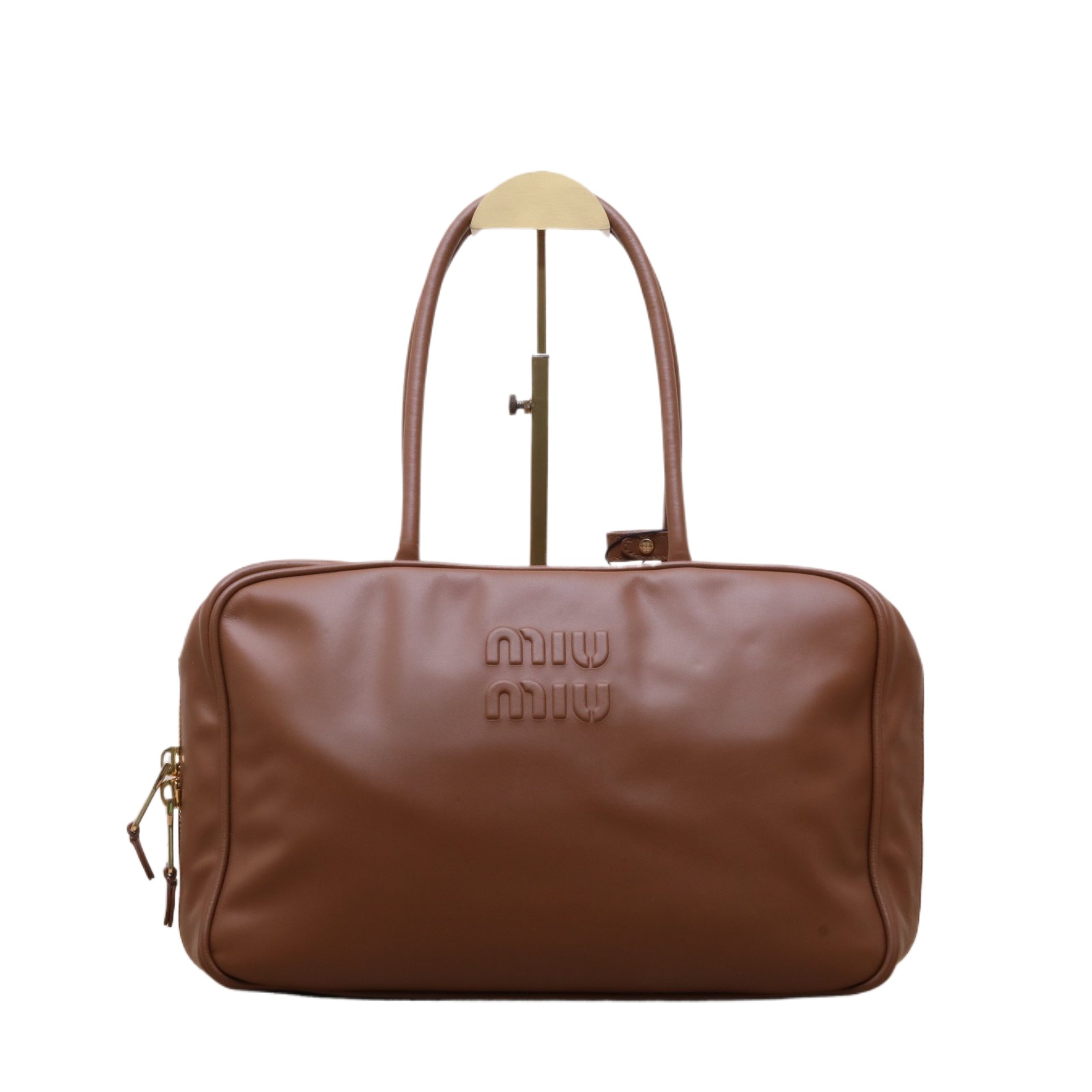 MIU MIU Beau Tote Bag Large 34 Brown Leather