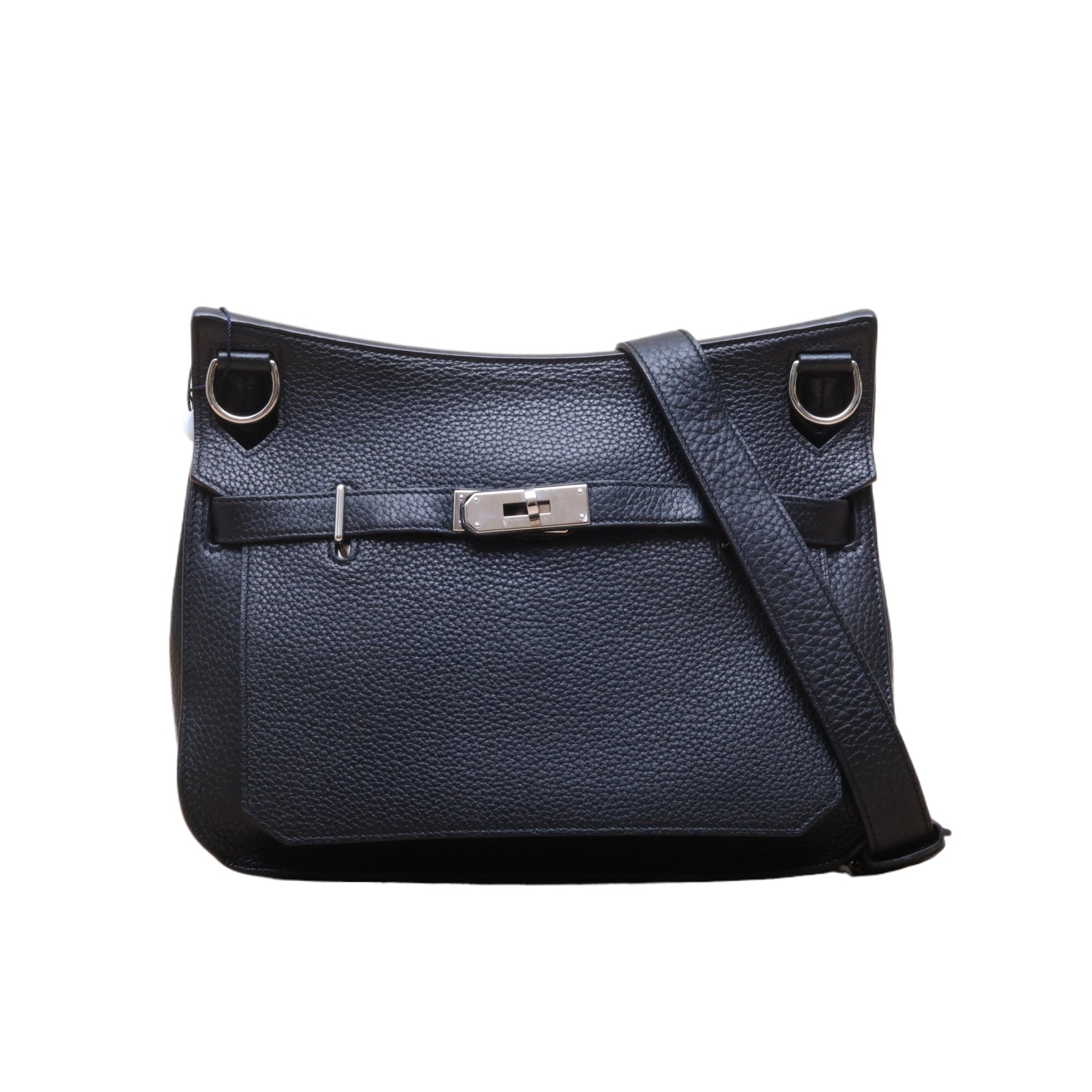 HERMES Jypsiere 28 Black Clemence Leather