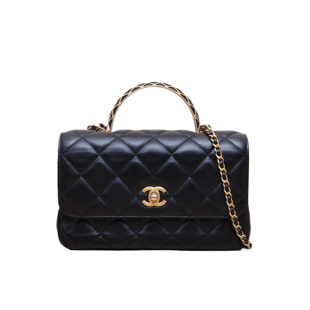 CHANEL Flap Bag 23.5cm with Lace Handle