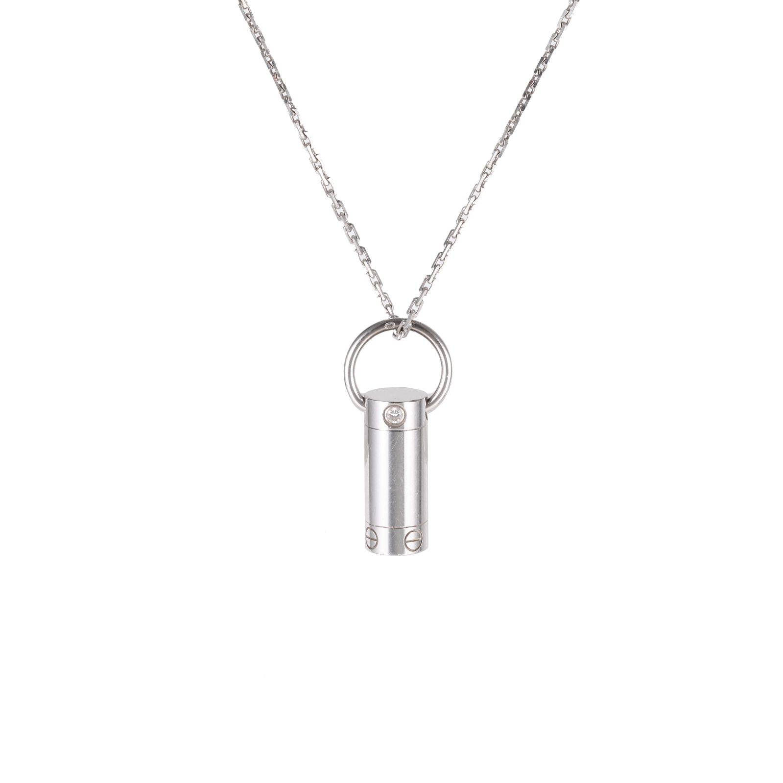 CARTIER LOVE Key Pendant Necklace 18K White Gold with Diamond