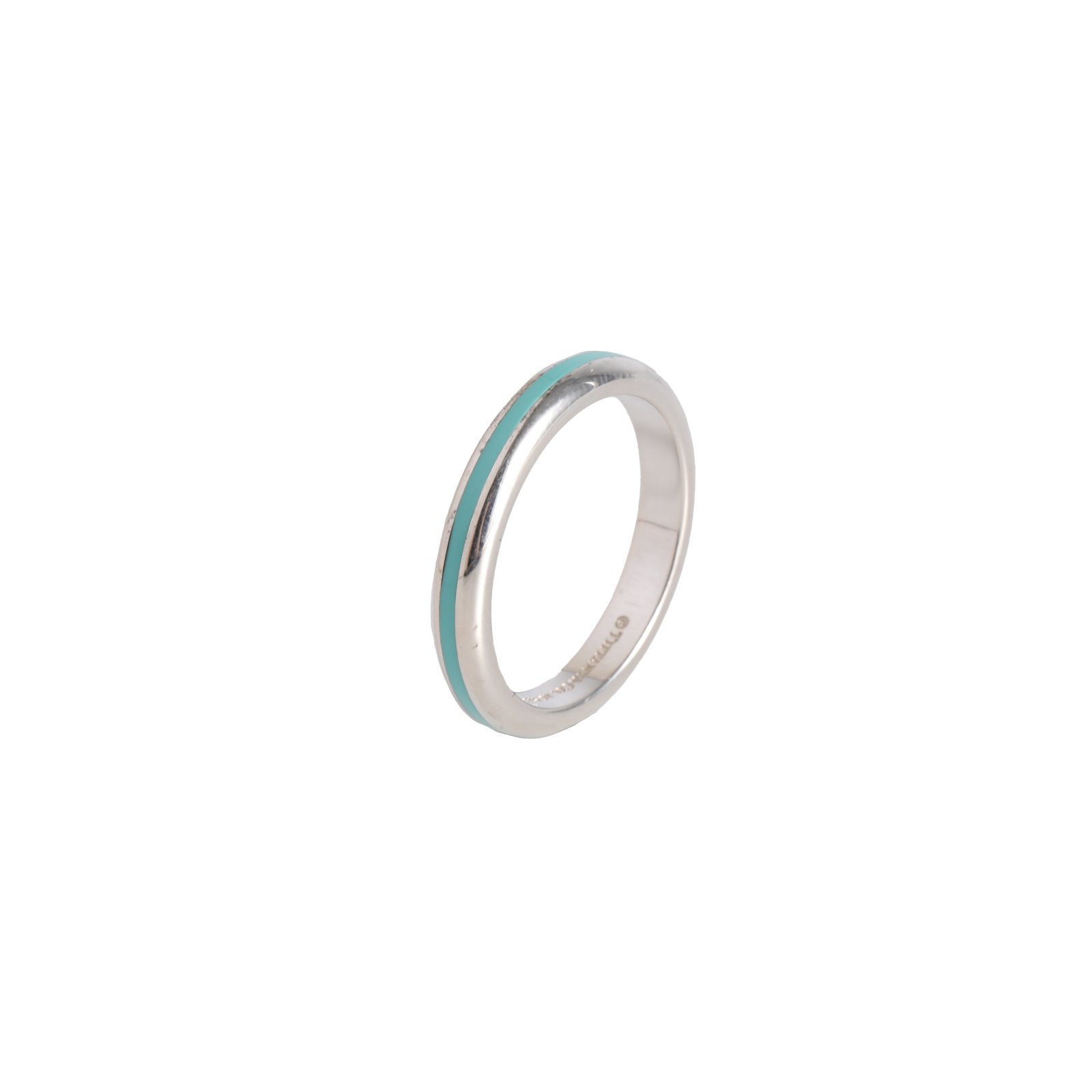 TIFFANY & CO. Blue Enamel Band Ring AG925 Silver Size 52
