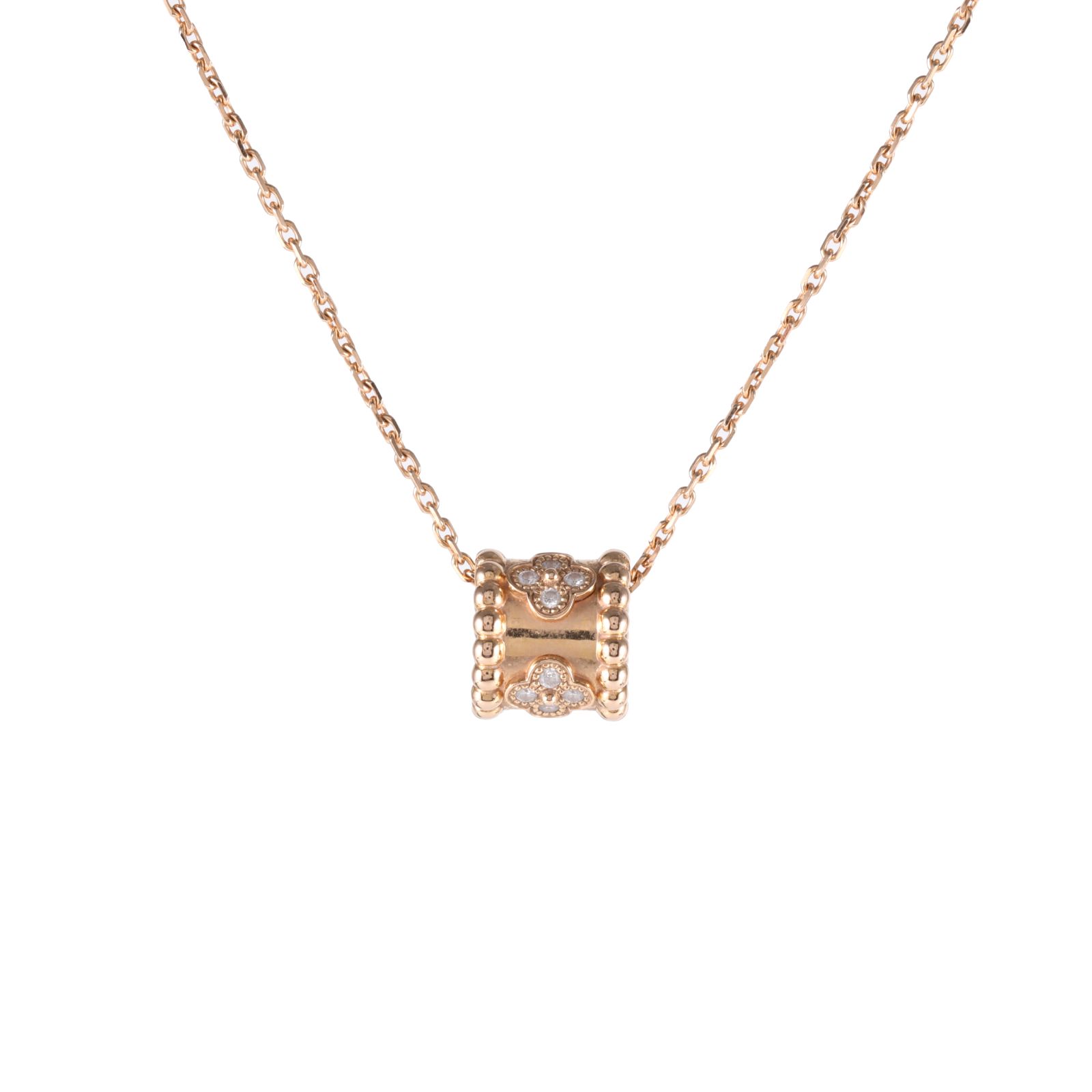 VAN CLEEF & ARPELS Perlée Clovers Necklace 18K Rose Gold with Diamonds
