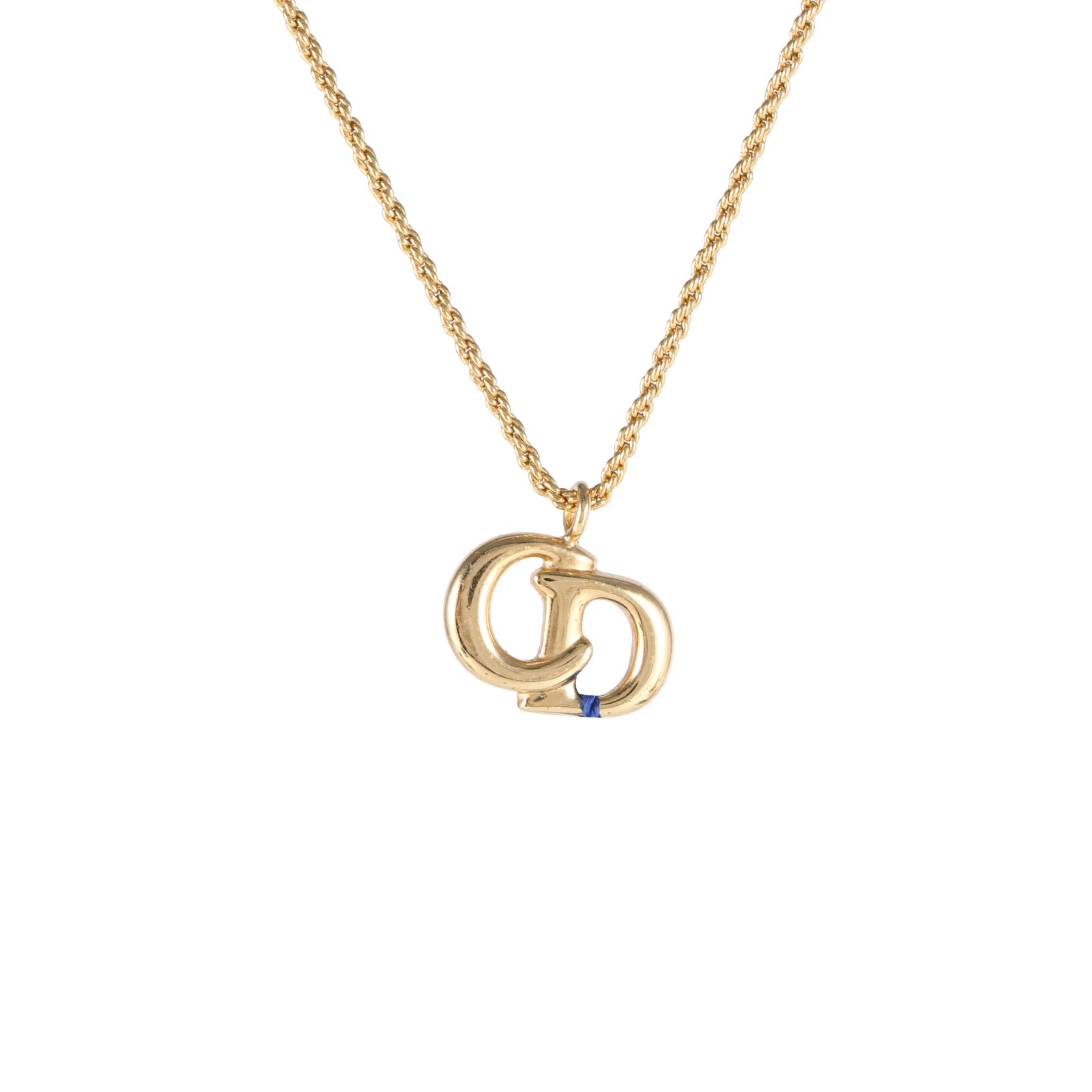 DIOR CD Logo Necklace Gold Tone Alloy