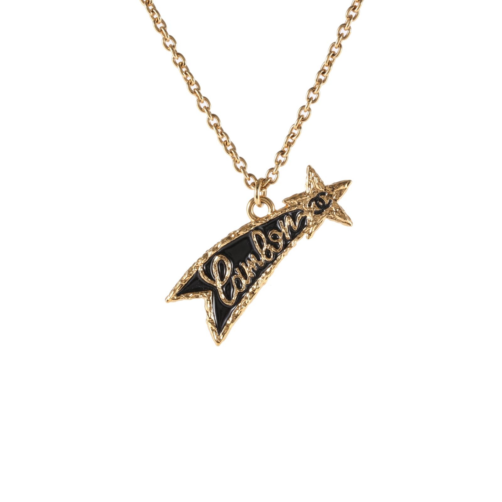 CHANEL 24P Shooting Star Necklace Gold Tone Alloy