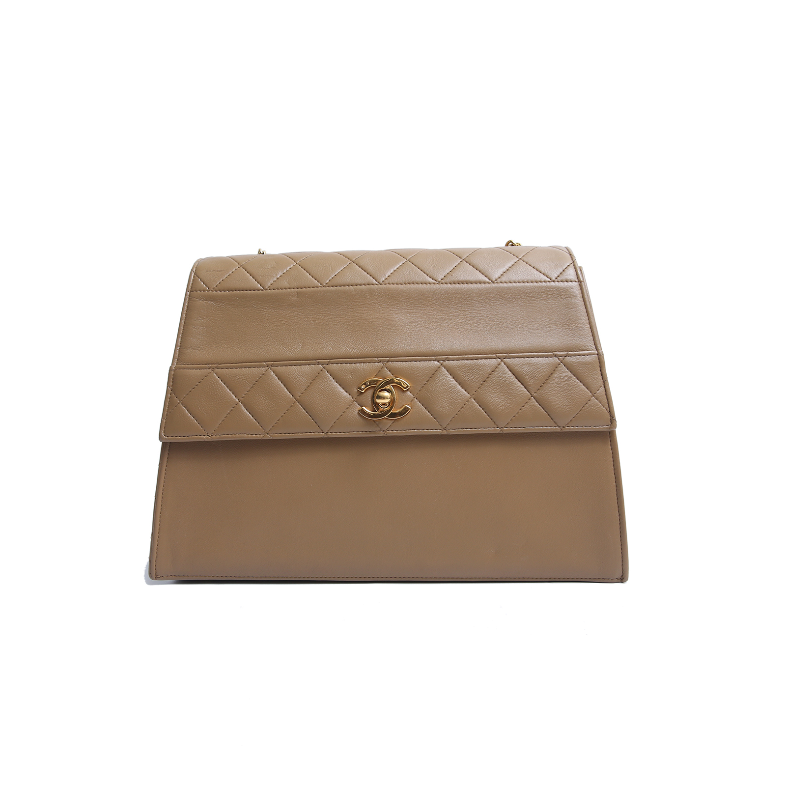 CHANEL Vintage Shoulder Bag Brown Leather