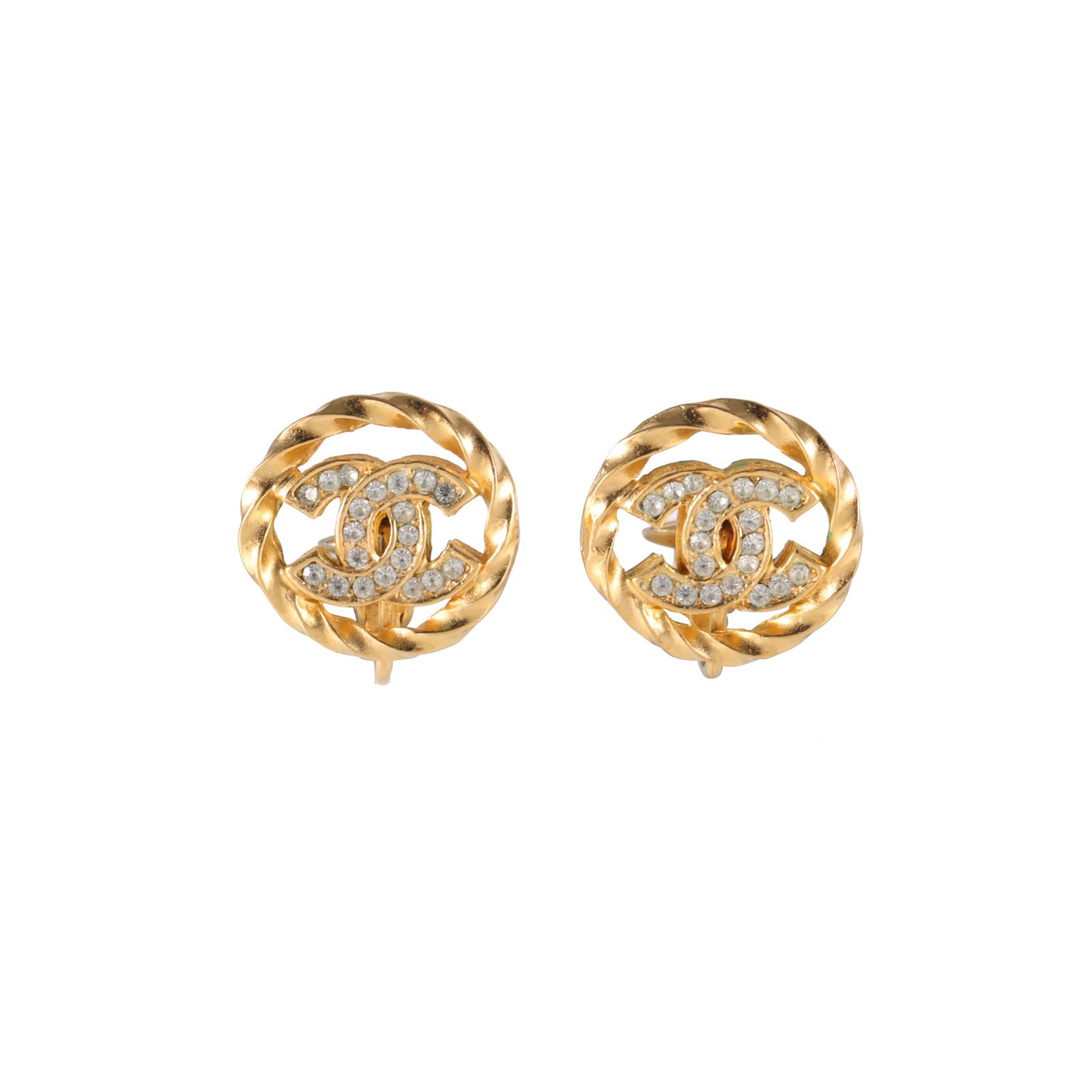 Chanel Vintage CC Button Earrings